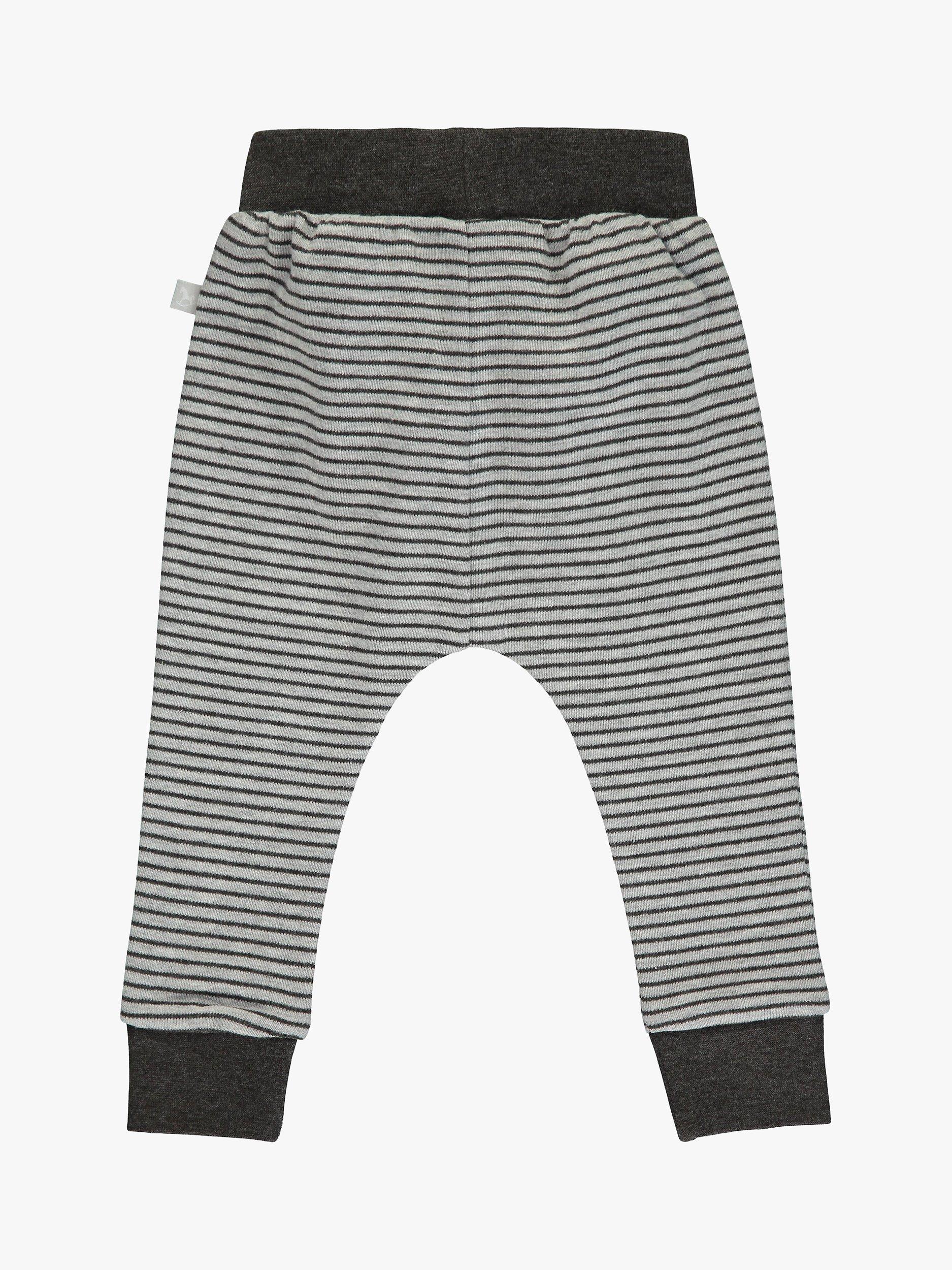 Product image 2 of 3, which shows The Little Tailor Kids' Stripe Print Joggers, Charcoal Grey, 0-3 months
