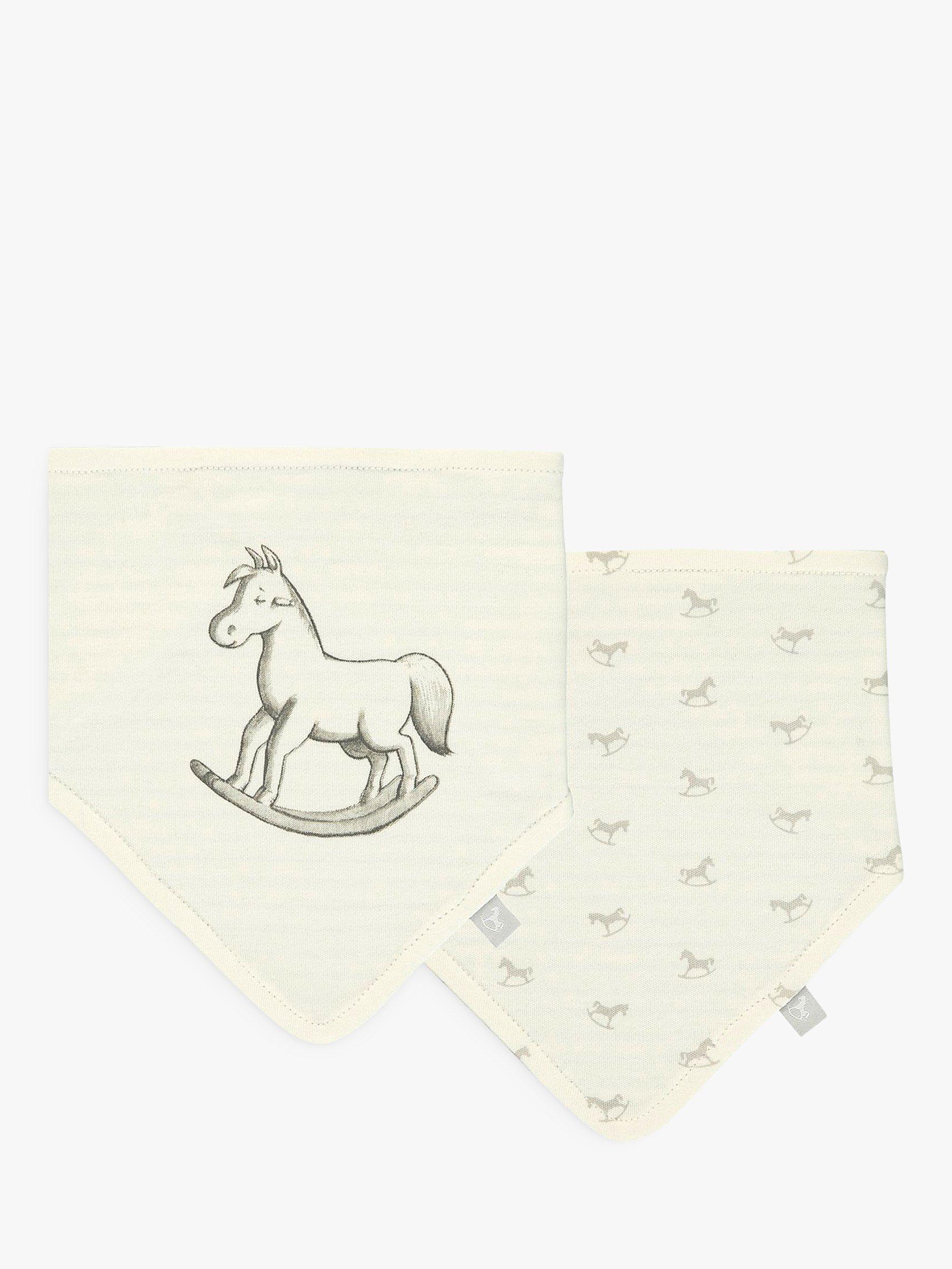 The Little Tailor Baby Rocking Horse Bib, Pack of 2, Cream, One Size