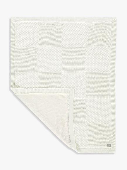 The Little Tailor Plush Knit Blanket - view 2, Cream