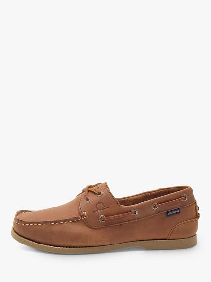Chatham Galley II Leather Boat Shoes, Dark Tan - view 2, Dark Tan