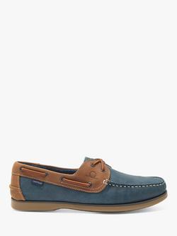 Chatham Whitstable Leather Boat Shoes, Navy/Tan, Navy/Tan