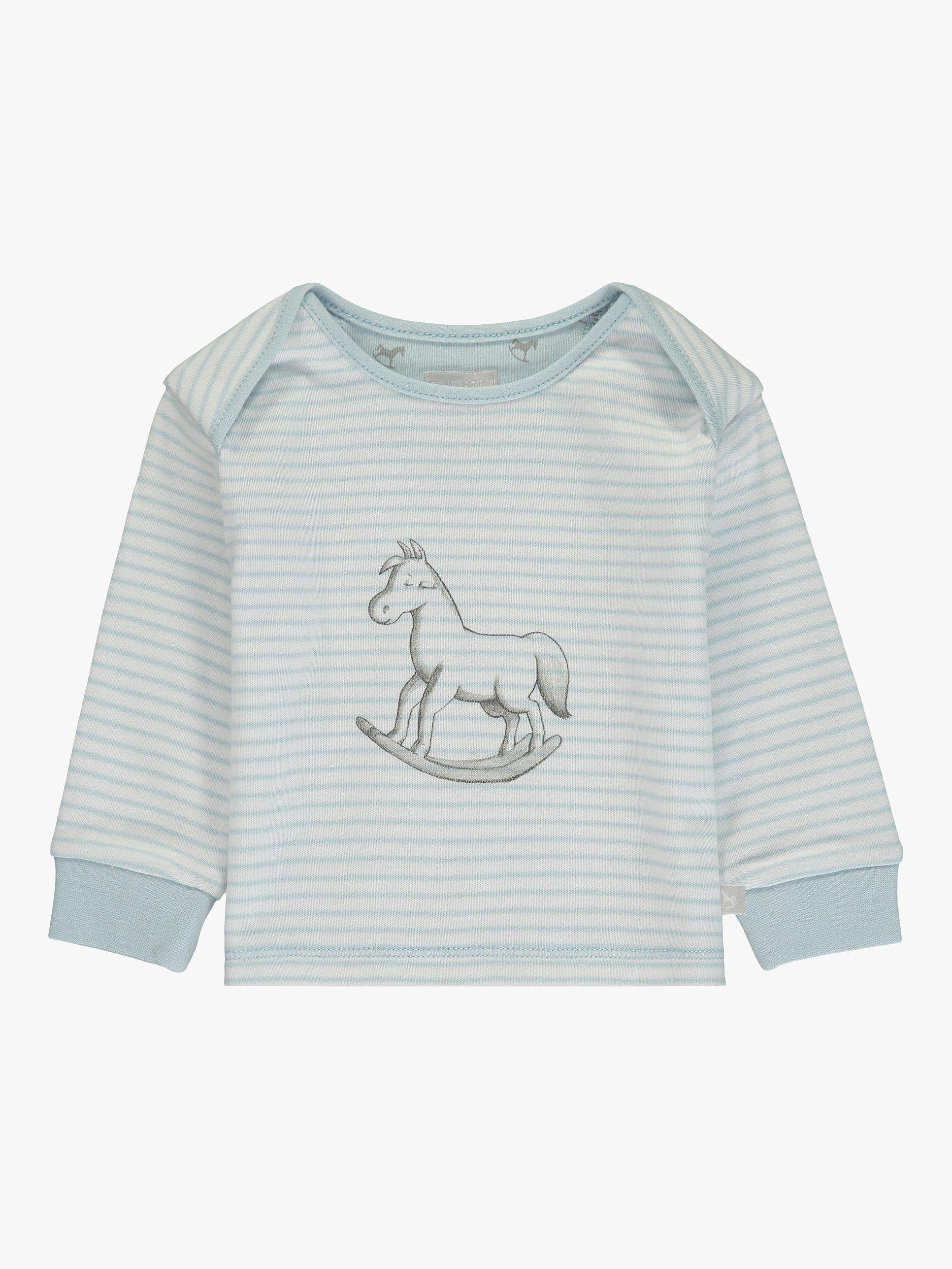 The Little Tailor Baby Striped Rocking Horse Top, Blue