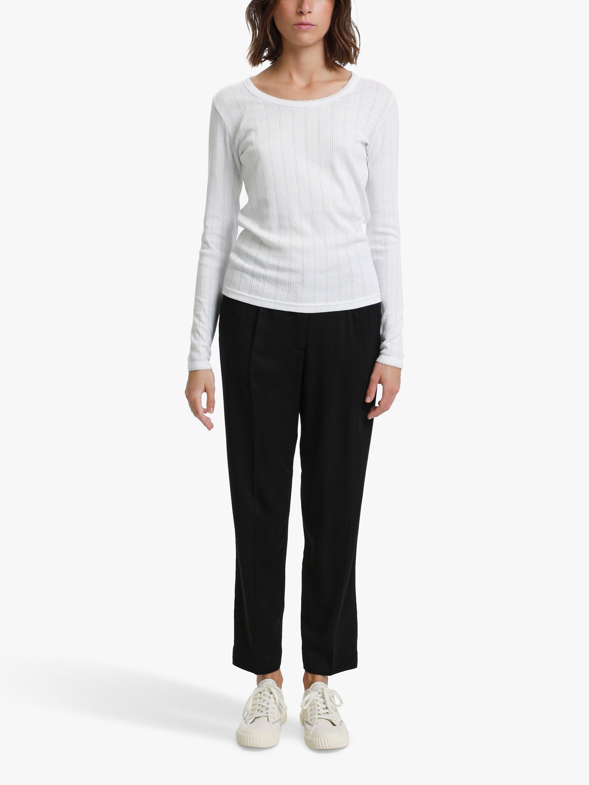 KAREN BY SIMONSEN Celli Pointelle Long Sleeve Top, Bright White, 8