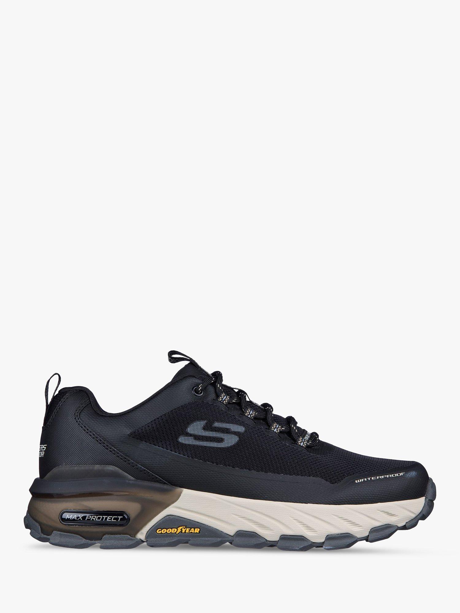Skechers Max Protect Fast Track Waterproof Trainers, Black/Grey