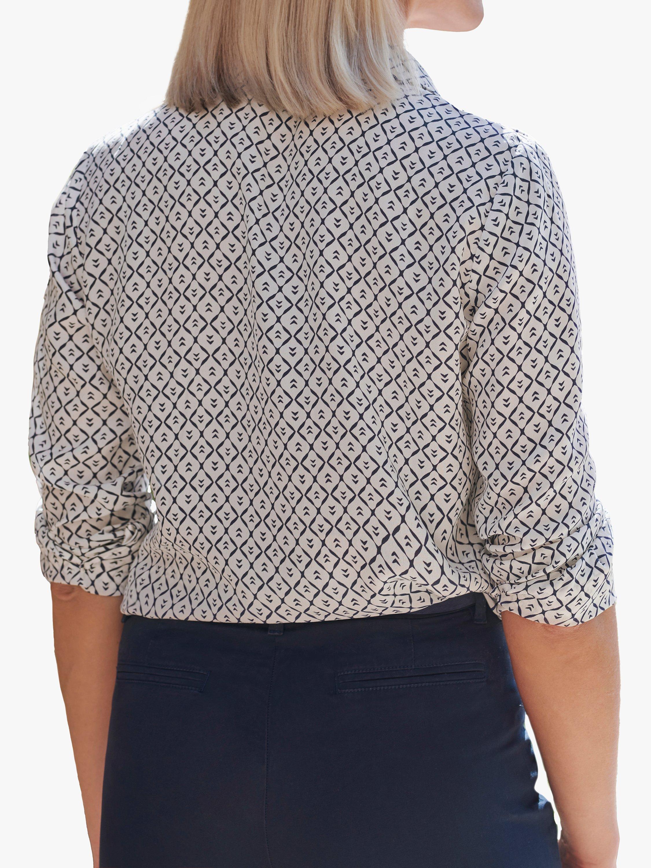 Product image 2 of 3, which shows Pure Collection Geometric Tile Print Washed Silk Shirt, Multi, 8
