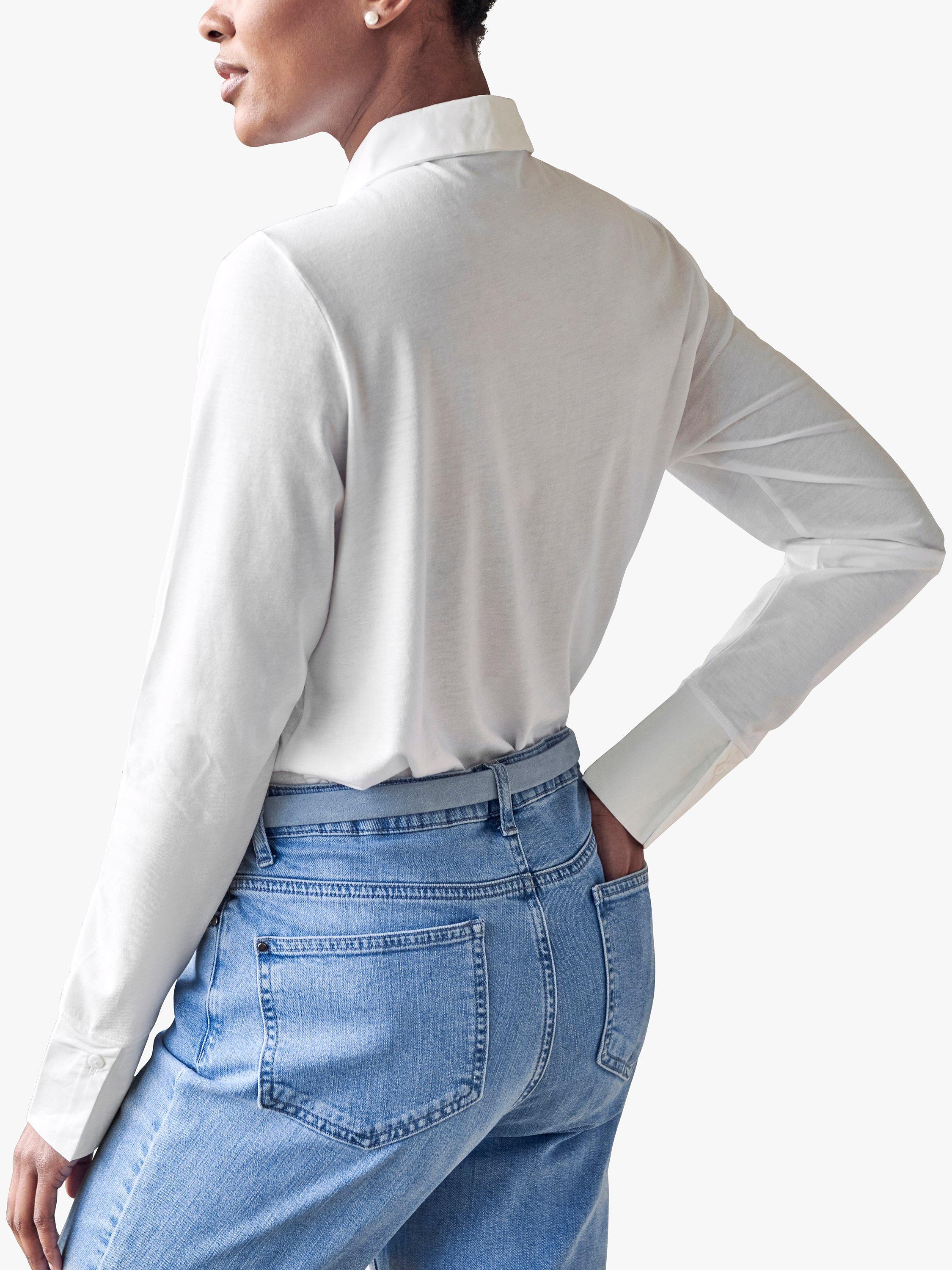 Product image 2 of 2, which shows Pure Collection Cotton Jersey Shirt, Ivory, 6
