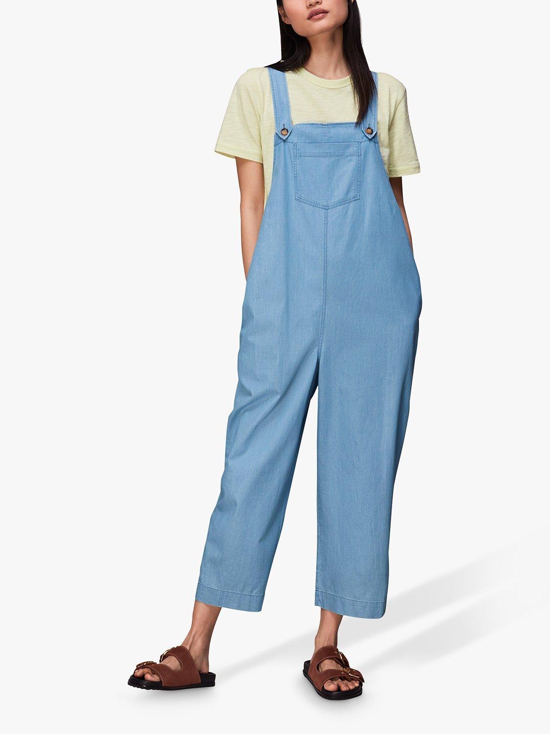 Whistles Rita Easy Dungarees, Light Wash