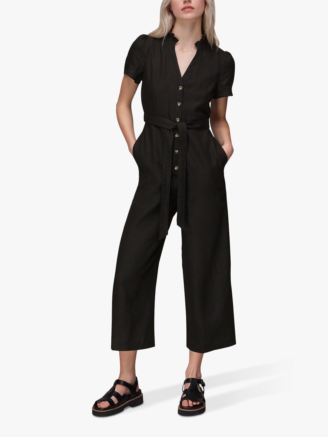 Whistles Emmie Cropped Linen Jumpsuit