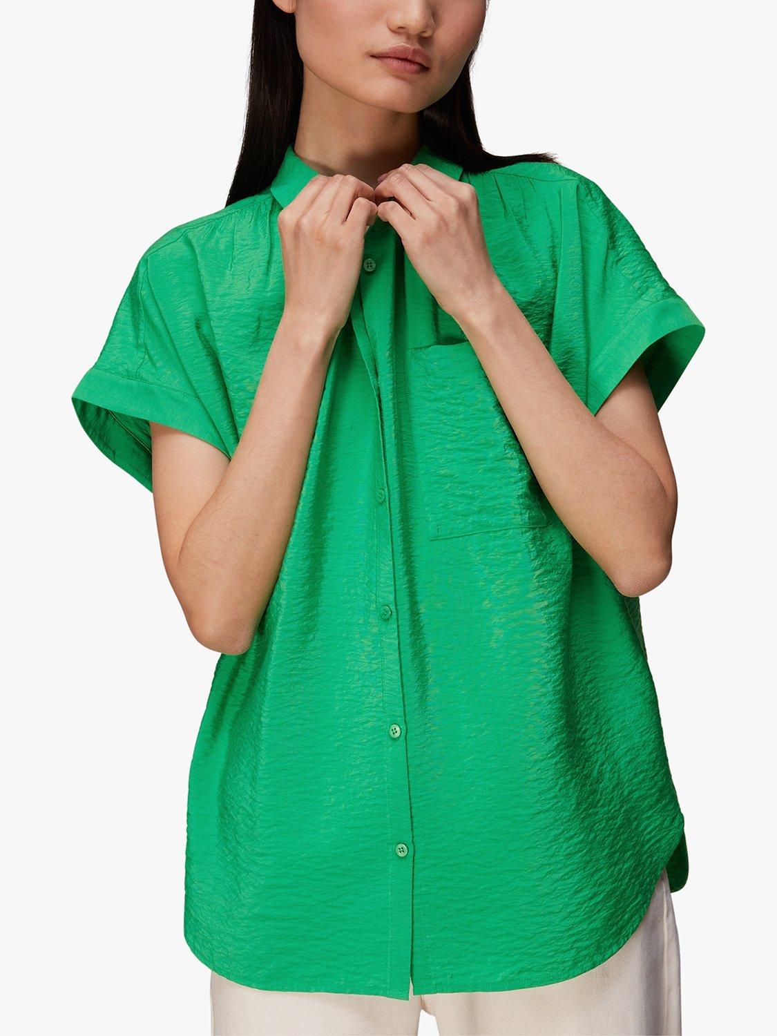 Product image 4 of 6, which shows Whistles Nicola Relaxed Shirt, Green, XS