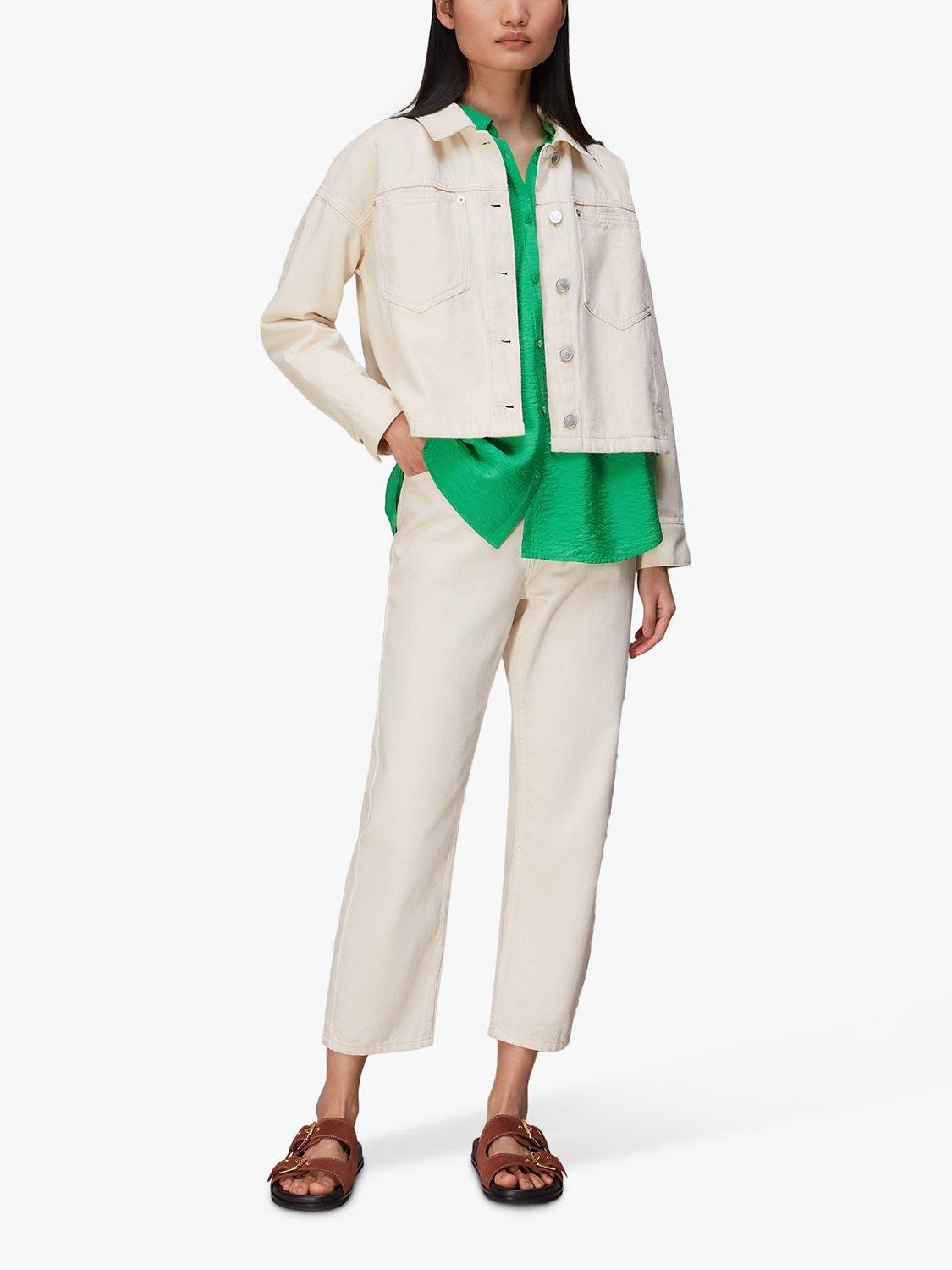 Product image 5 of 6, which shows Whistles Nicola Relaxed Shirt, Green, XS