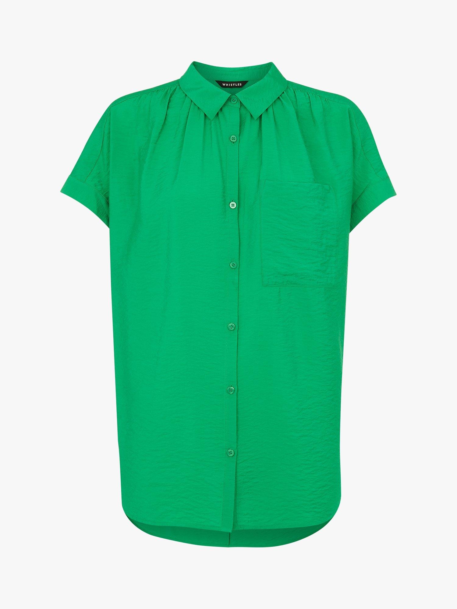 Product image 6 of 6, which shows Whistles Nicola Relaxed Shirt, Green, XS