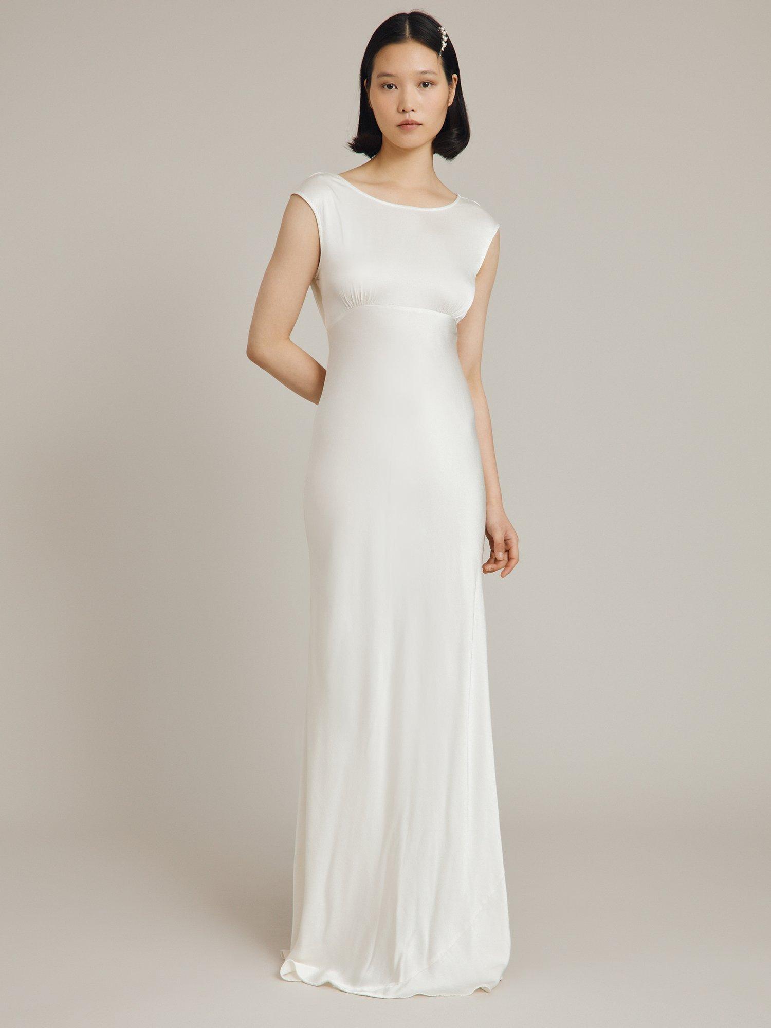 Ghost Olivia Satin Maxi Dress, Ivory