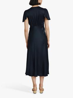 Ghost Grace Satin Swing Midi Dress - view 2, Navy