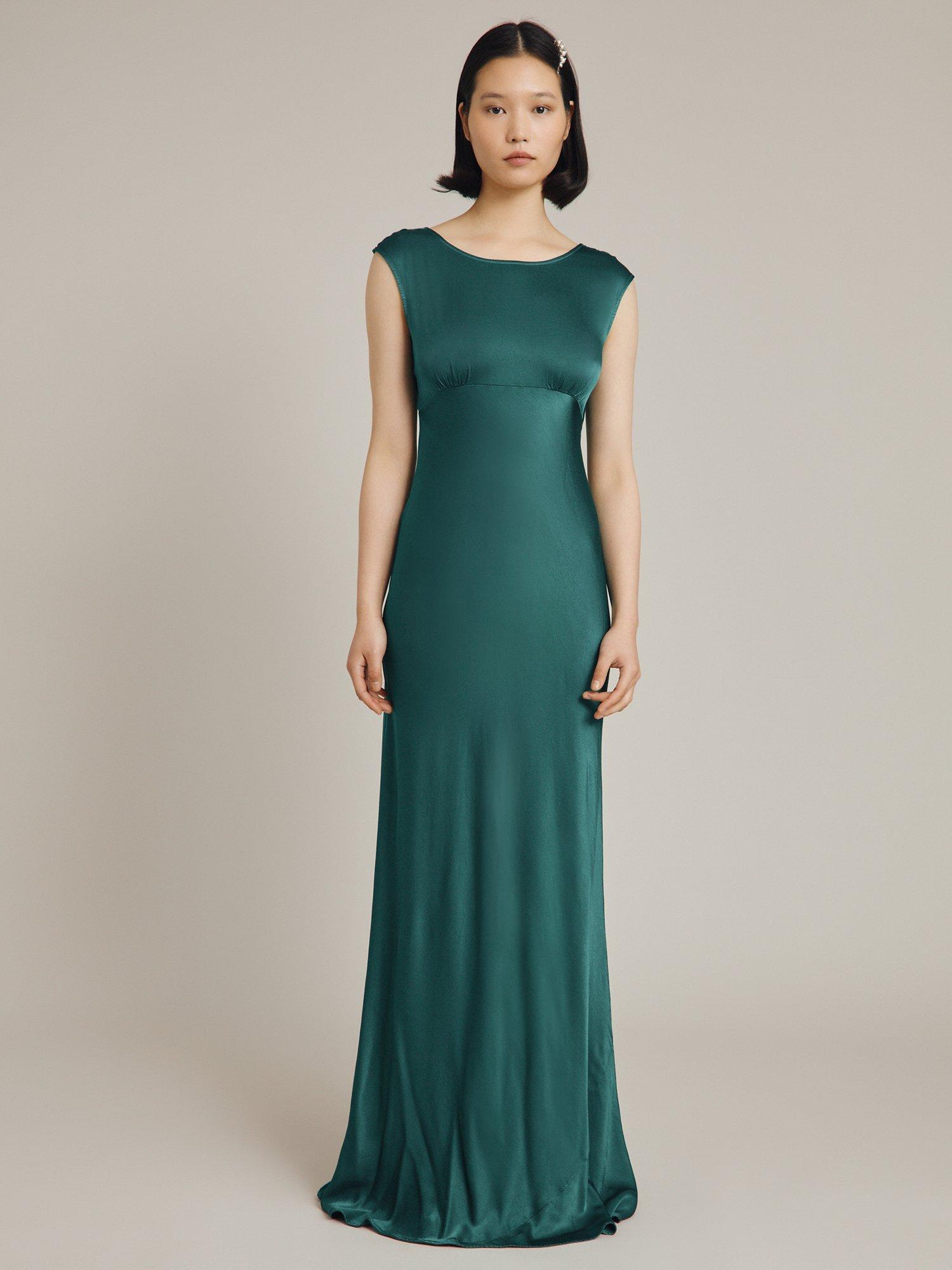 Ghost Olivia Satin Maxi Dress, Emerald Sea