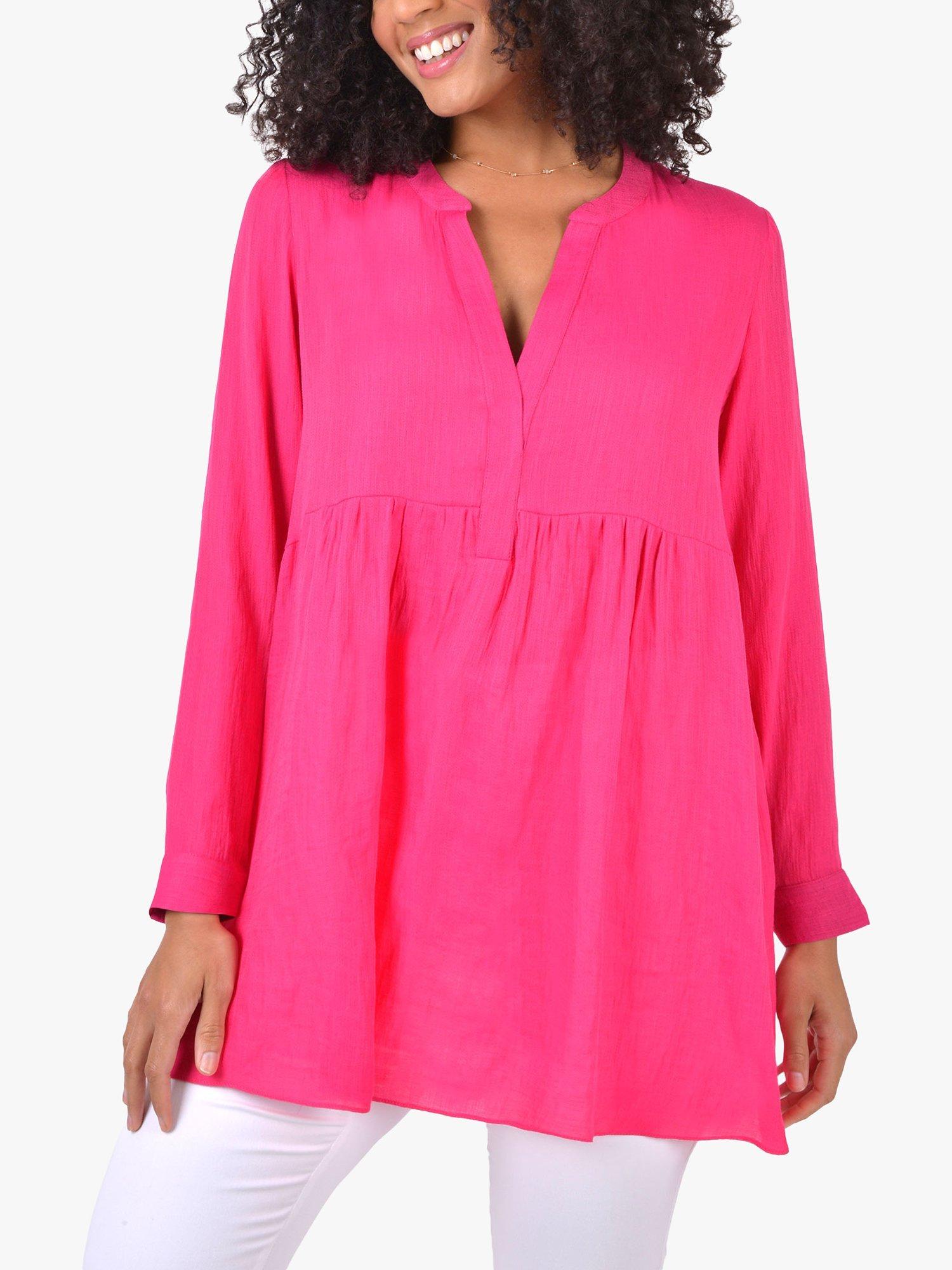 Live Unlimited Curve Loose Chambray Blouse, Fuchsia