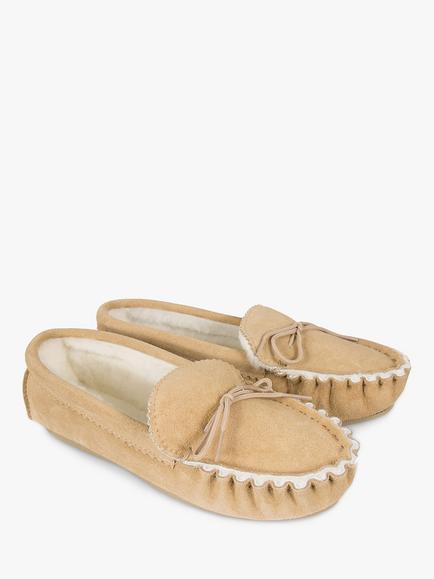 Celtic & Co. Sheepskin Loafer Moccasin Slippers - view 2, Camel