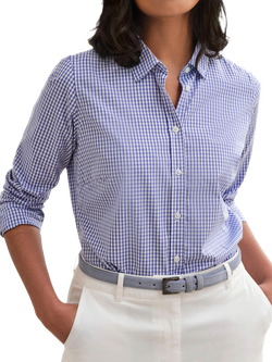 Pure Collection Gingham Cotton Shirt, Blue, Blue