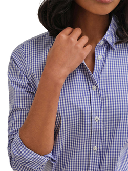 Pure Collection Gingham Cotton Shirt, Blue - view 2, Blue