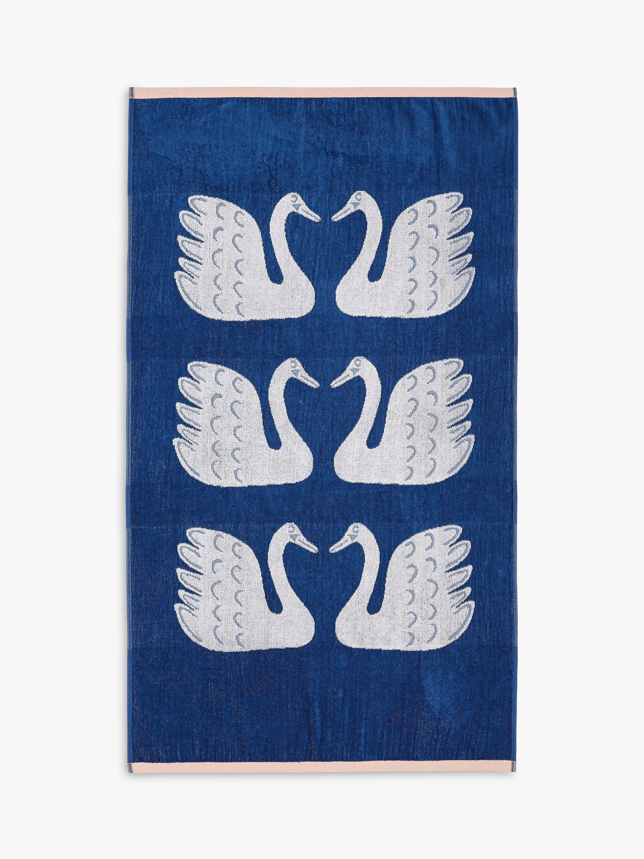 Scion Swim Swam Swan Bath Towel, Denim Blue
