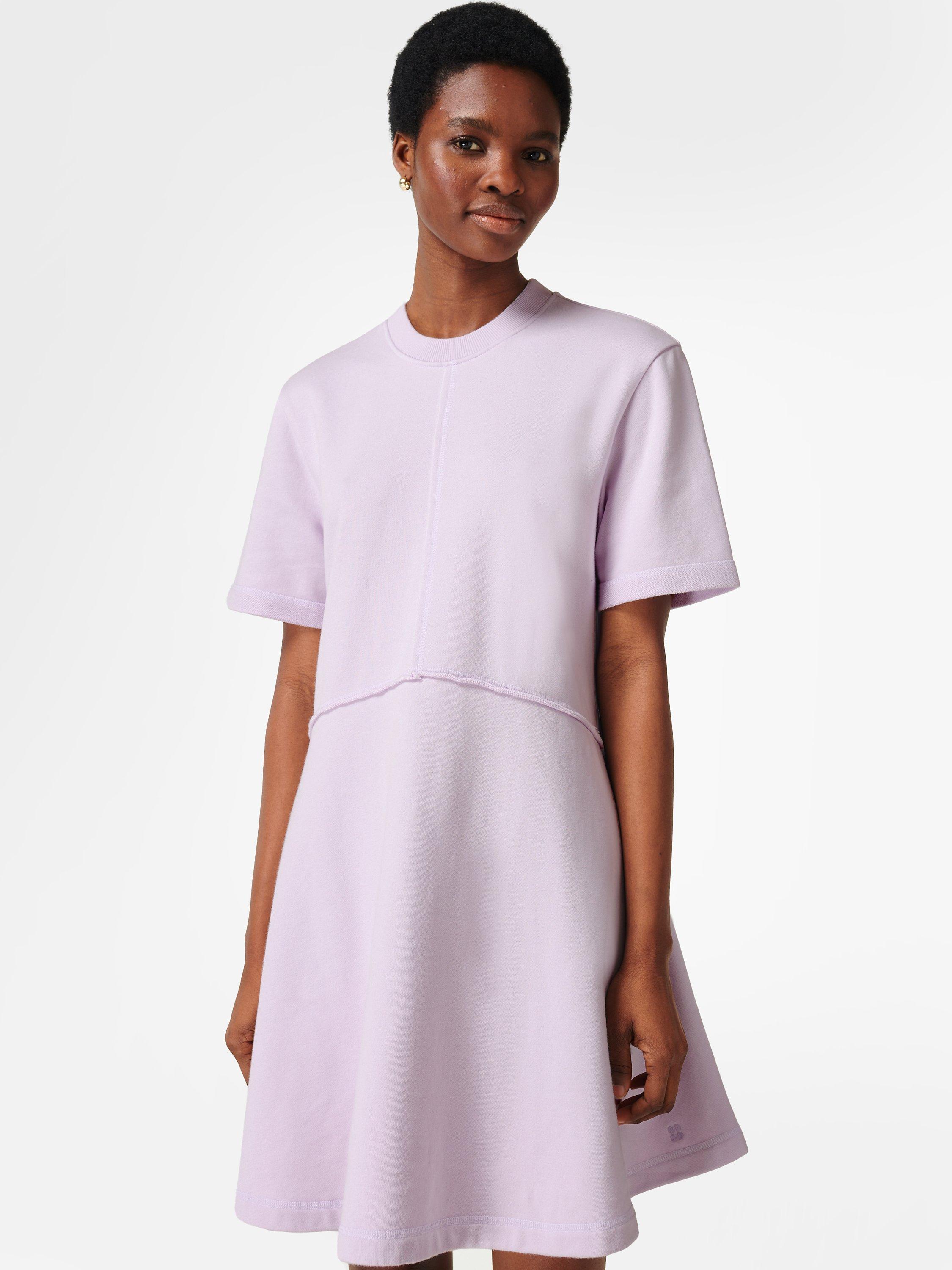 Sweaty Betty Revive Drop Shoulder T-Shirt Dress, Mistflower Purple 