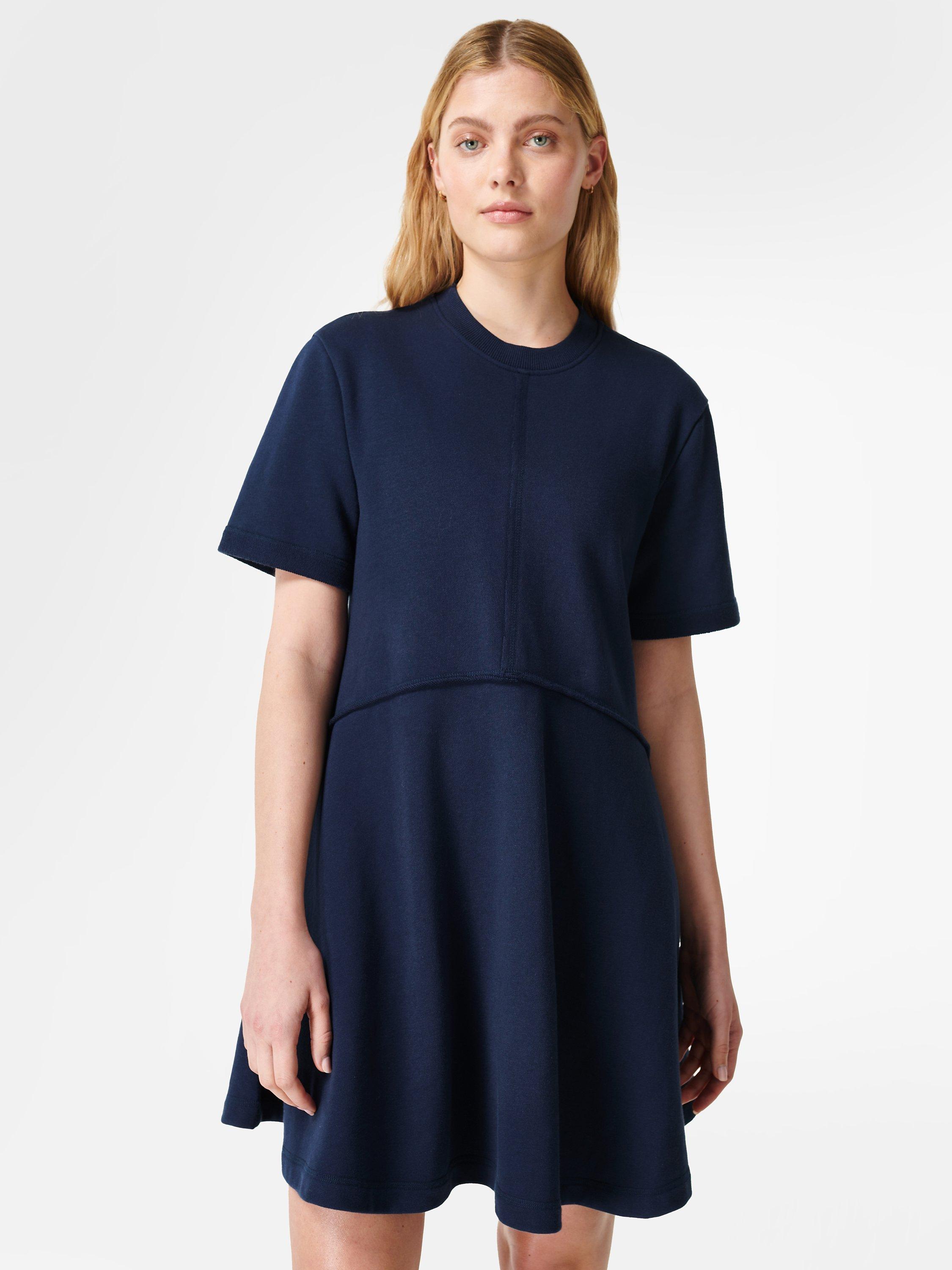 Sweaty Betty Revive Drop Shoulder T-Shirt Dress, Navy