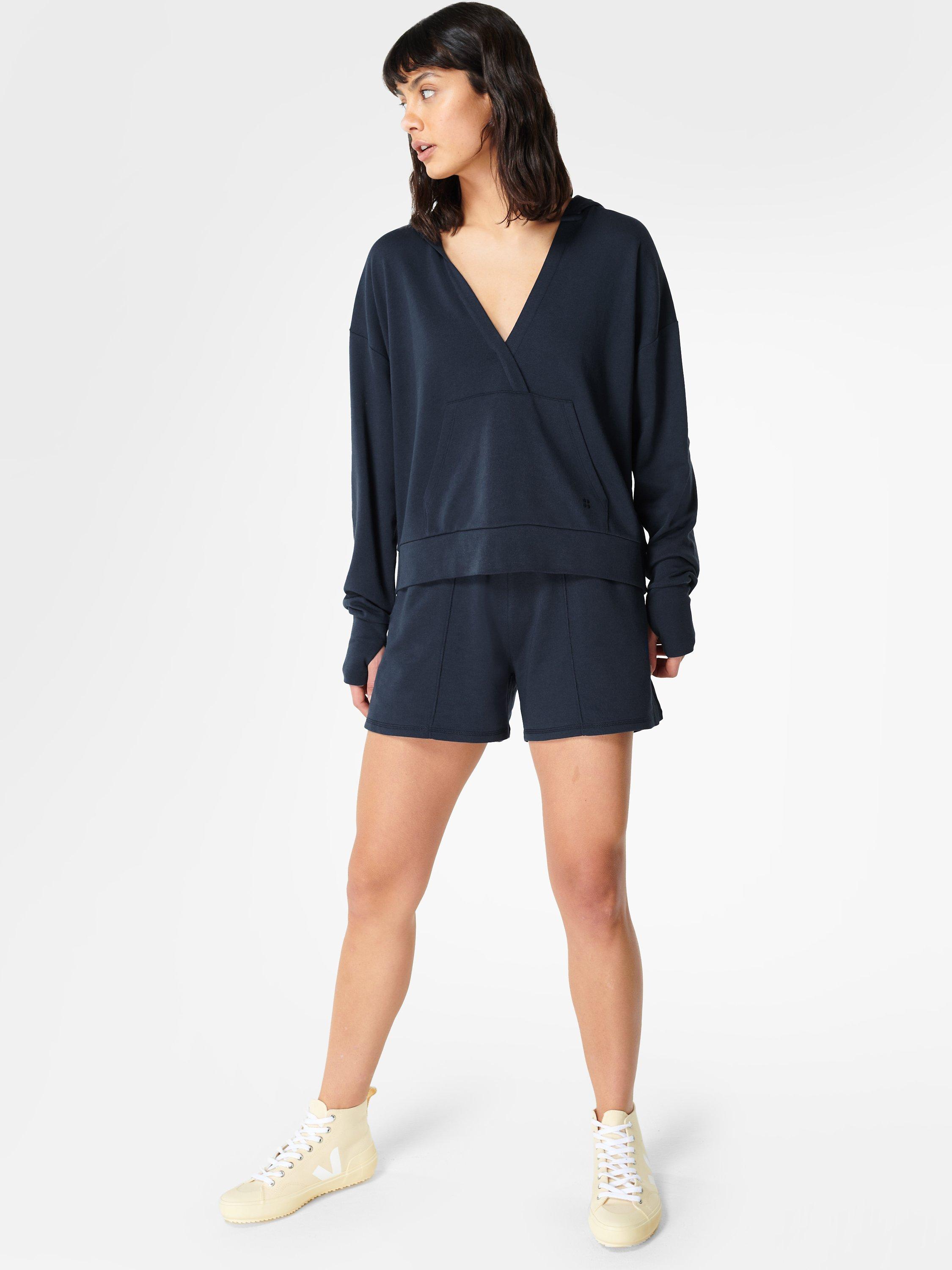 Product image 3 of 6, which shows Sweaty Betty Organic Cotton Blend After Class Shorts, Navy, XXS