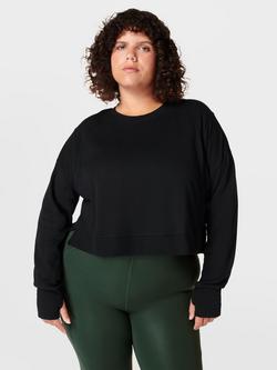 Sweaty Betty After Class Crop Sweatshirt, Black