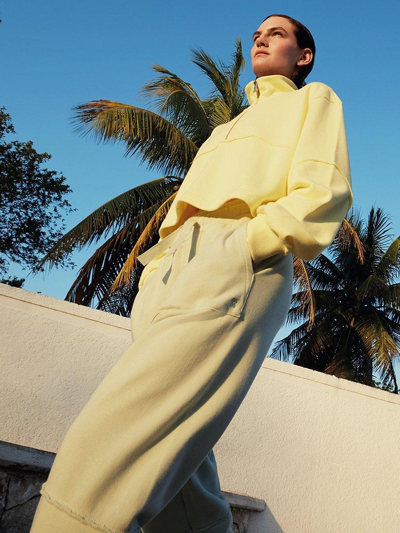 Sweaty Betty Revive Half Zip Funnel Neck Sweatshirt, Waterlily Yellow