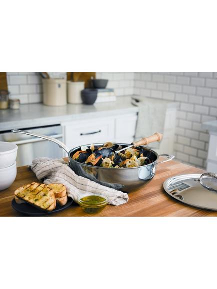 Hestan NanoBond Stainless Steel Saute Pan with Helper Handle & Lid, 30cm - view 2, Silver