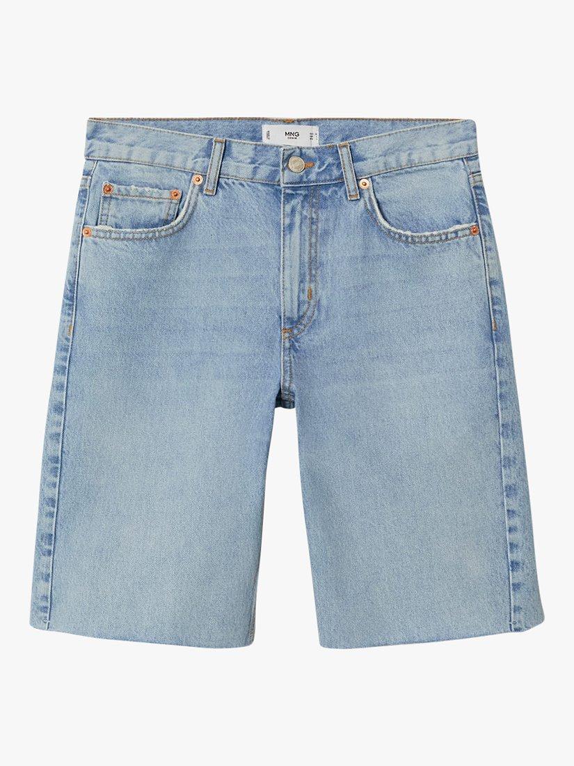 Product image 3 of 9, which shows Mango High Waist Denim Bermuda Shorts, Blue, 10