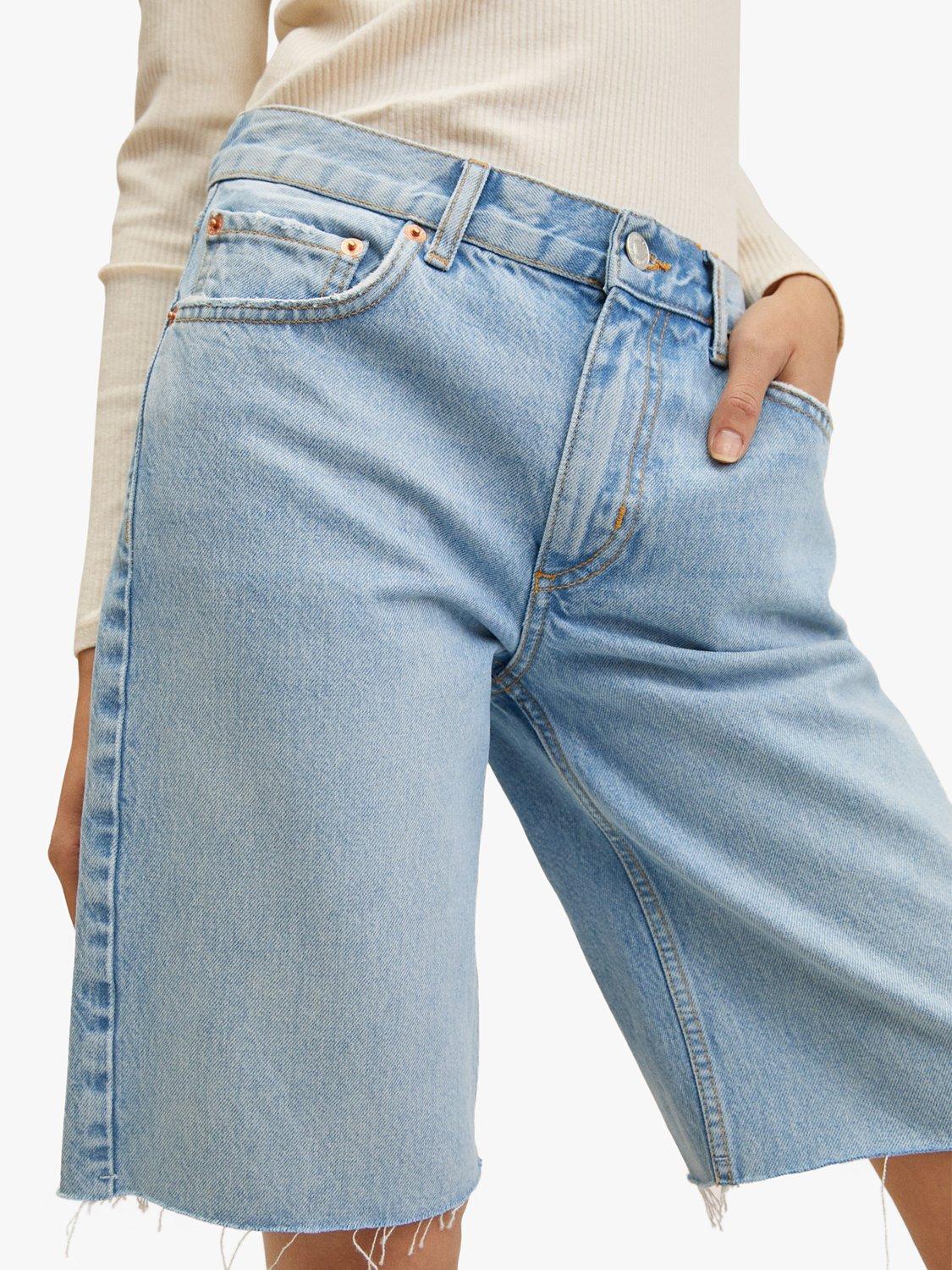 Product image 5 of 9, which shows Mango High Waist Denim Bermuda Shorts, Blue, 10