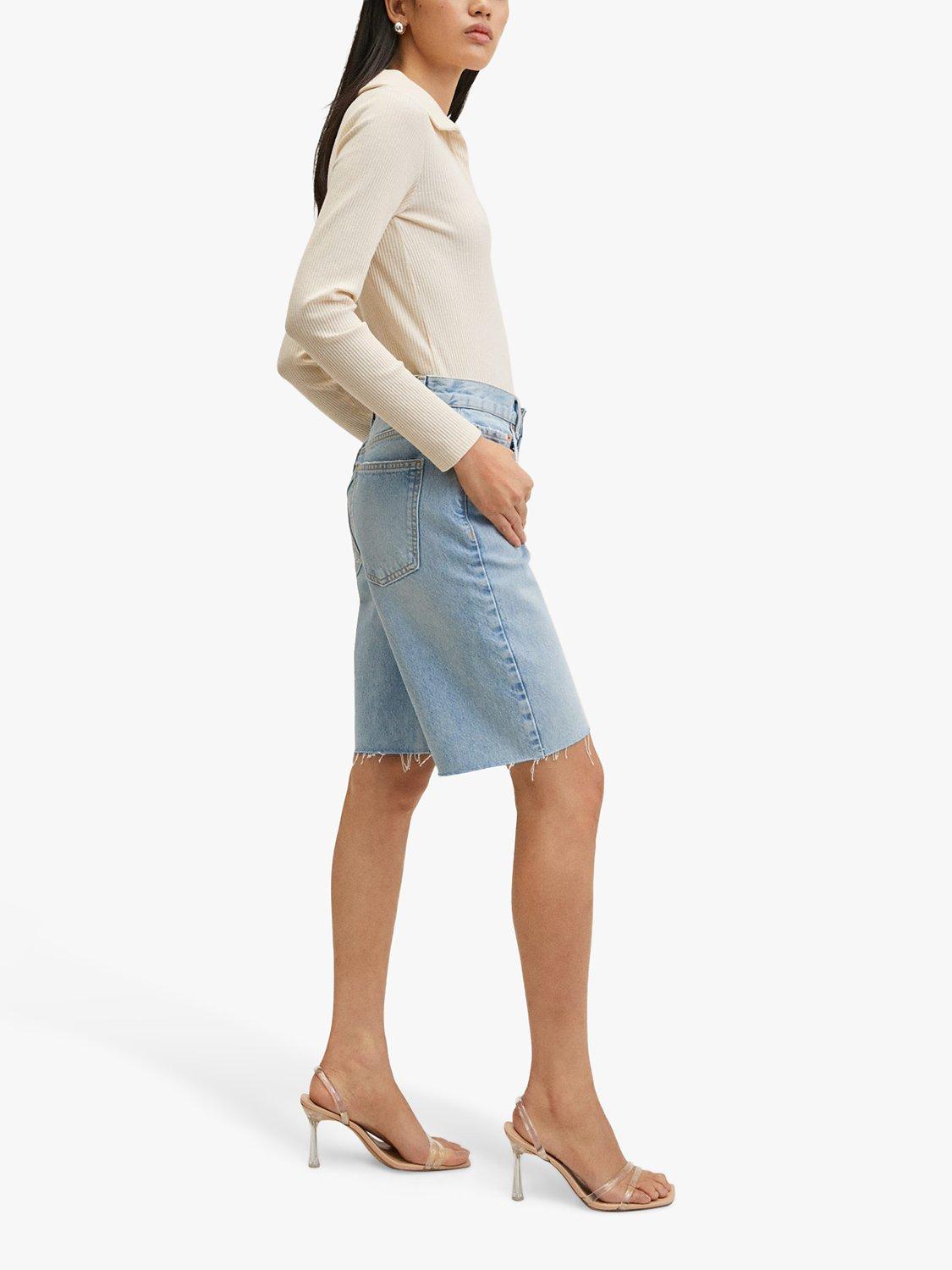 Product image 6 of 9, which shows Mango High Waist Denim Bermuda Shorts, Blue, 10