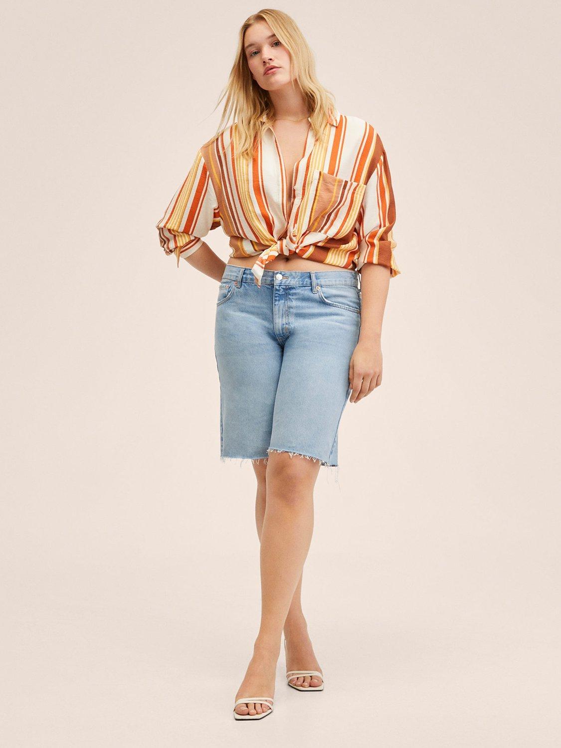 Product image 7 of 9, which shows Mango High Waist Denim Bermuda Shorts, Blue, 10