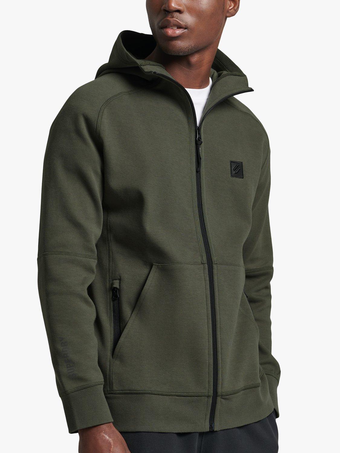 Superdry Code Tech Zip Hoodie, Dark Moss