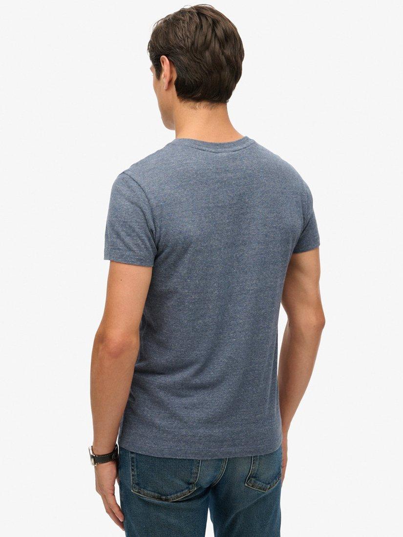Product image 6 of 9, which shows Superdry Organic Cotton Vintage Logo V-Neck T-Shirt, Navy Marl, M