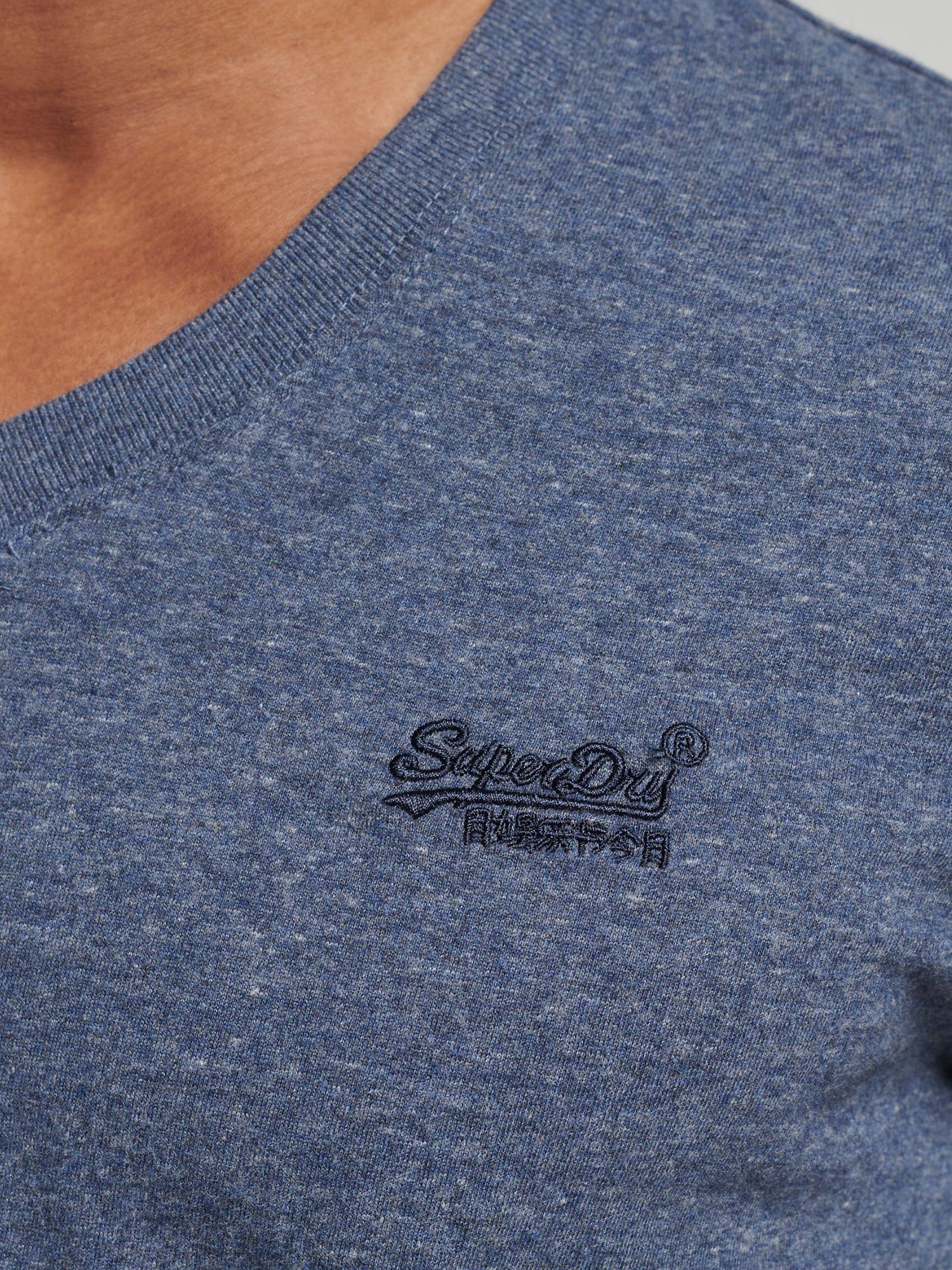 Product image 5 of 9, which shows Superdry Organic Cotton Vintage Logo V-Neck T-Shirt, Navy Marl, M