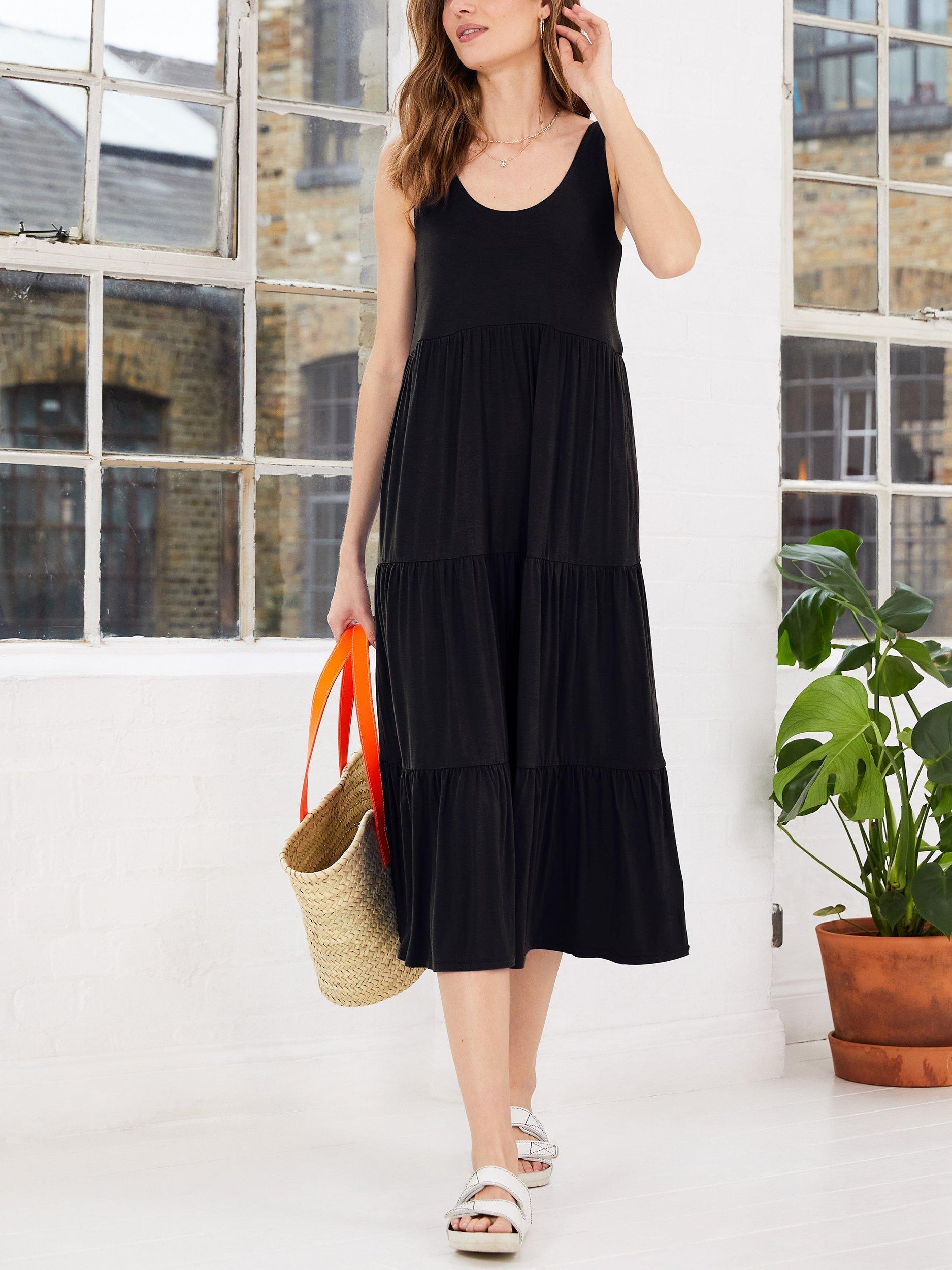 Baukjen Beth Tiered Jersey Midi Dress, Caviar Black