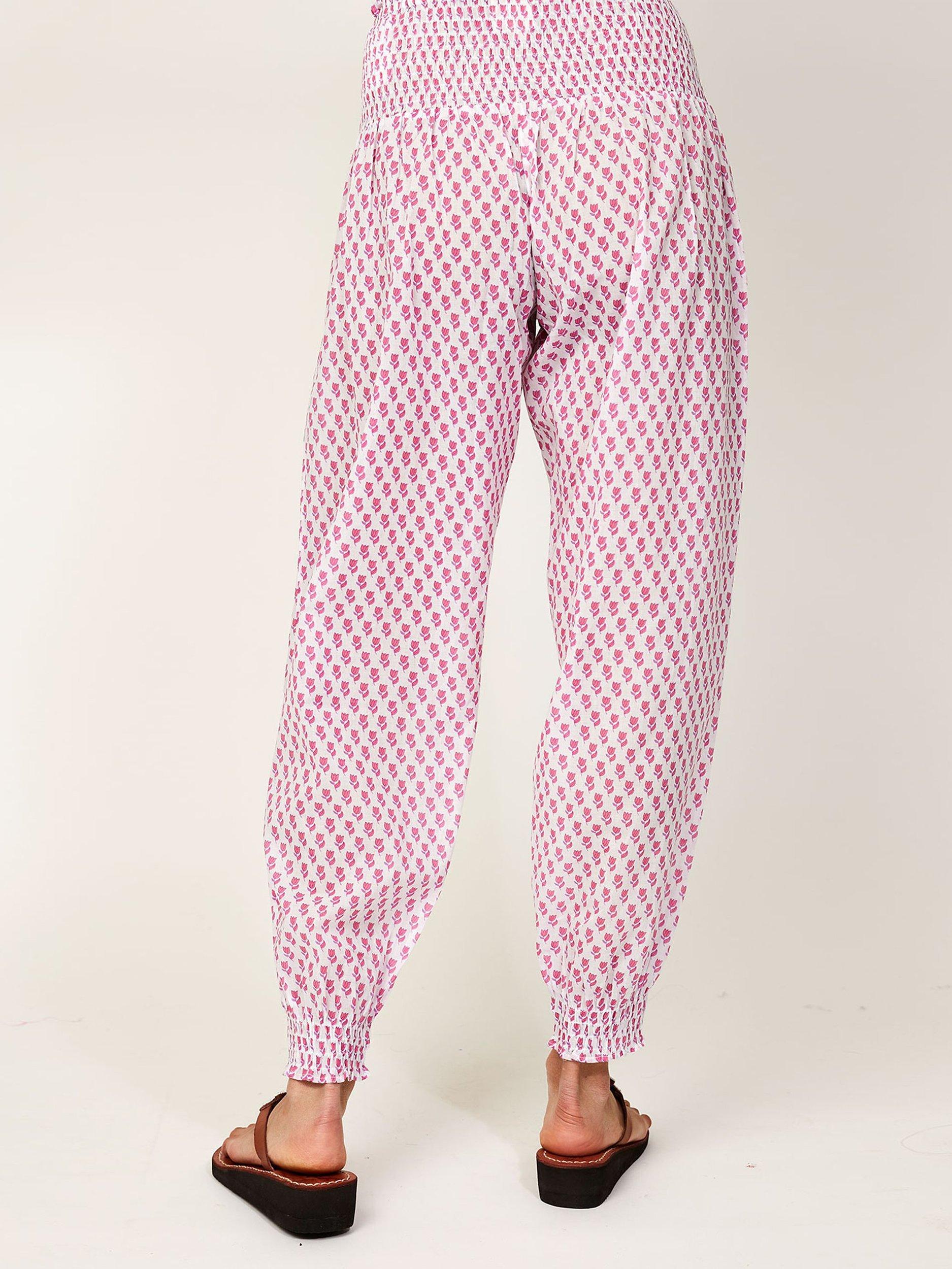 Product image 2 of 4, which shows Aspiga Floral Organic Cotton Joggers, Pink, XS-S