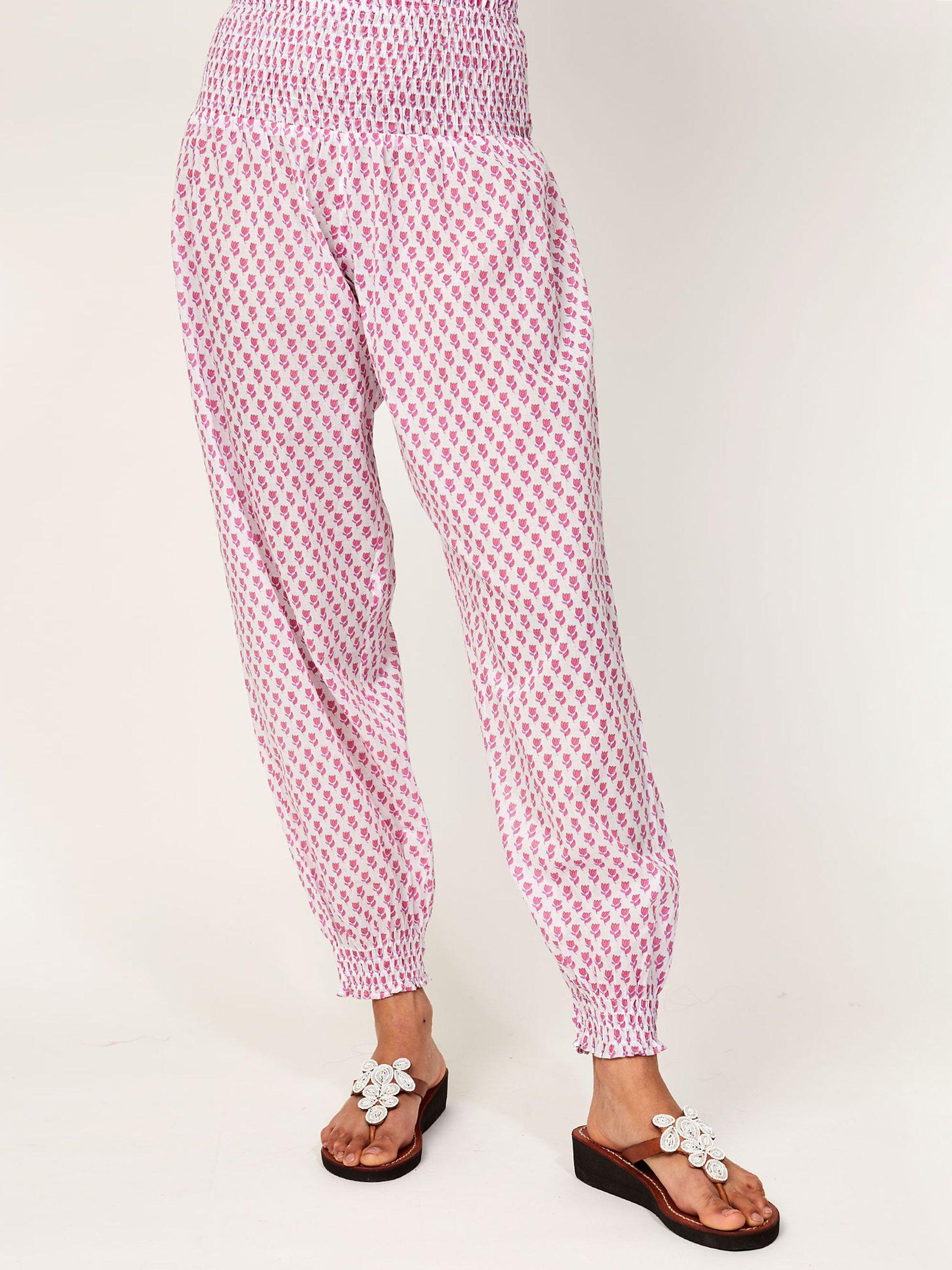 Product image 3 of 4, which shows Aspiga Floral Organic Cotton Joggers, Pink, XS-S