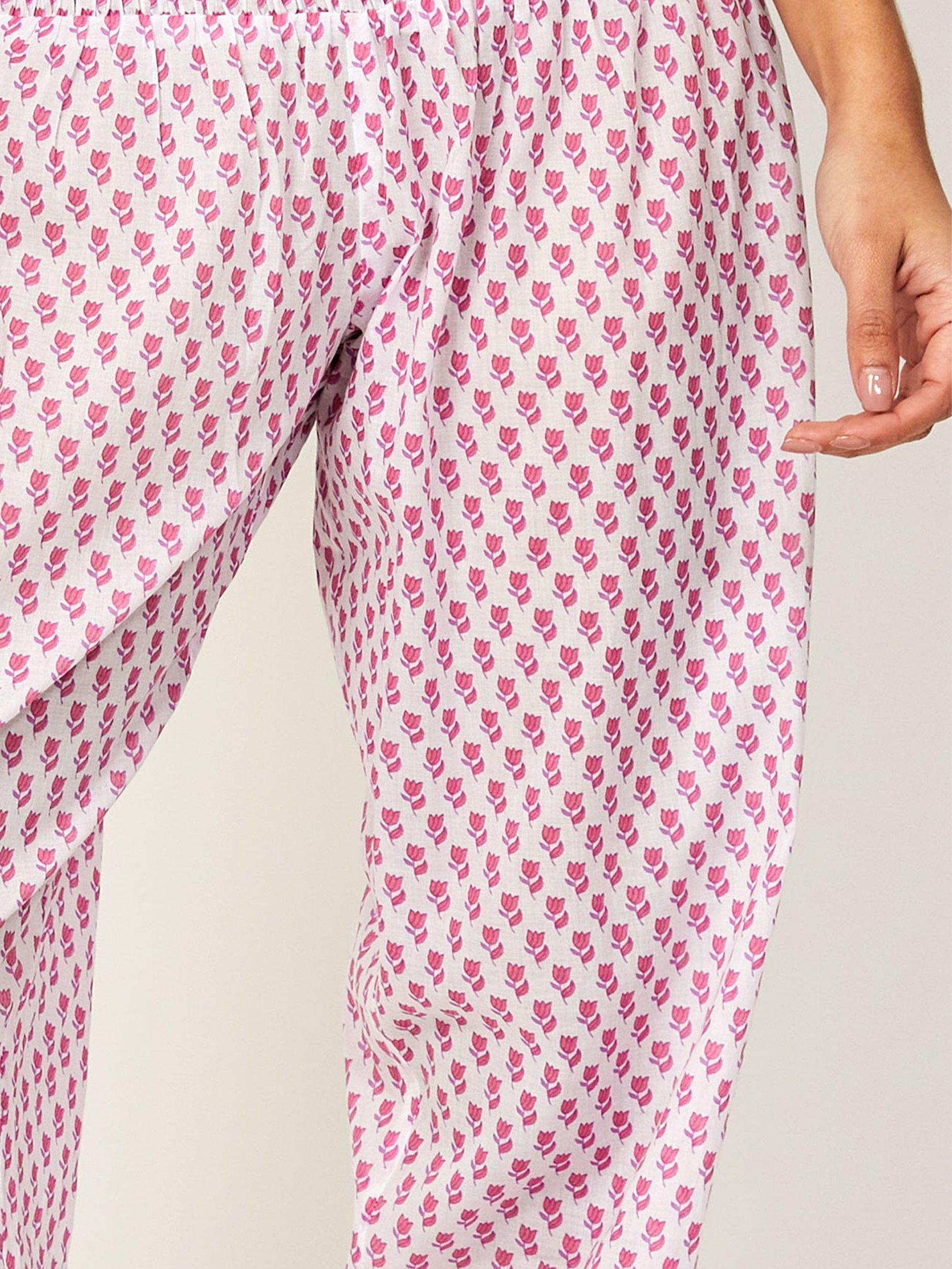 Product image 4 of 4, which shows Aspiga Floral Organic Cotton Joggers, Pink, XS-S