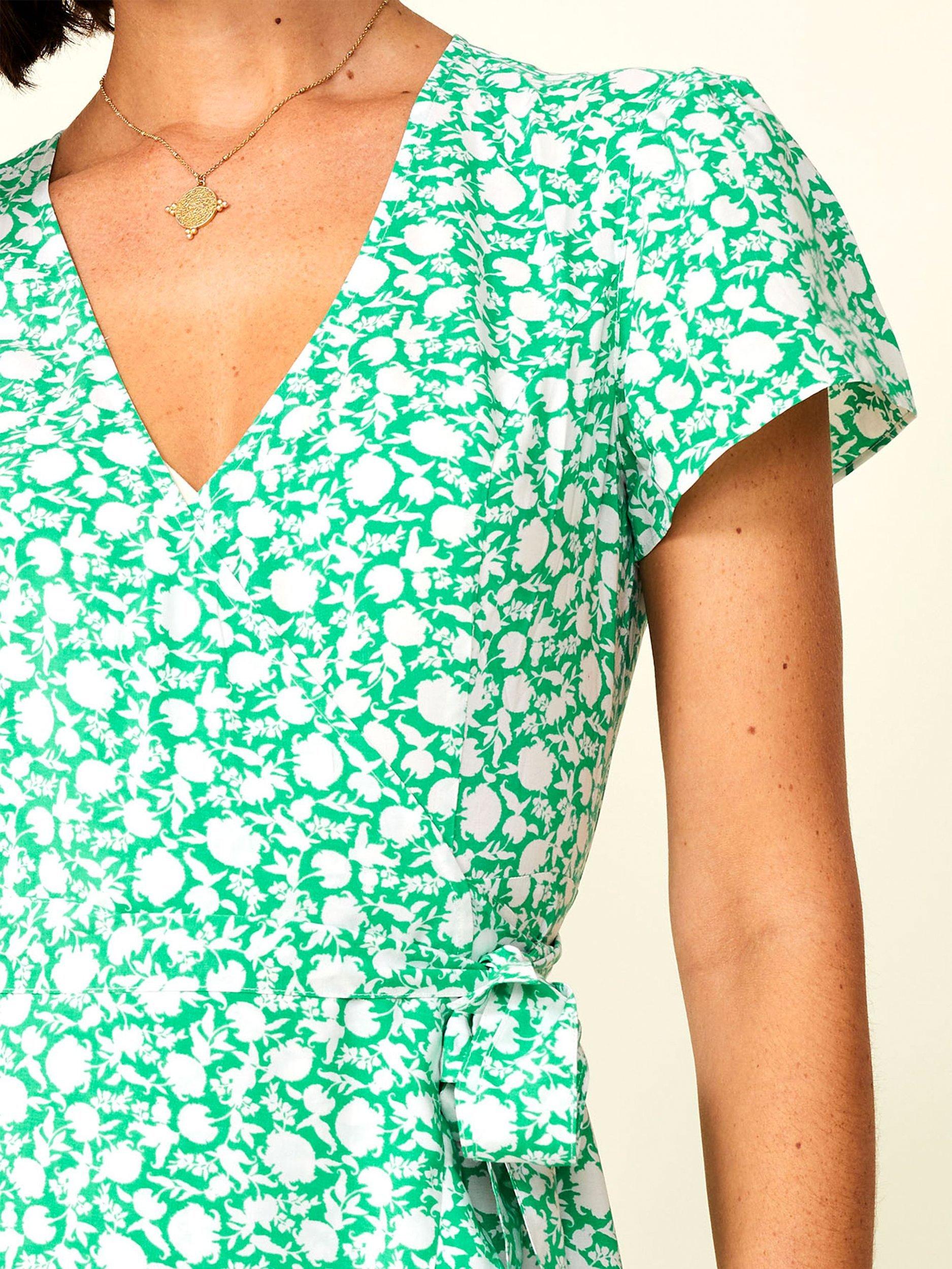 Product image 2 of 5, which shows Aspiga Chelsea Floral Print Wrap Dress, Green, M