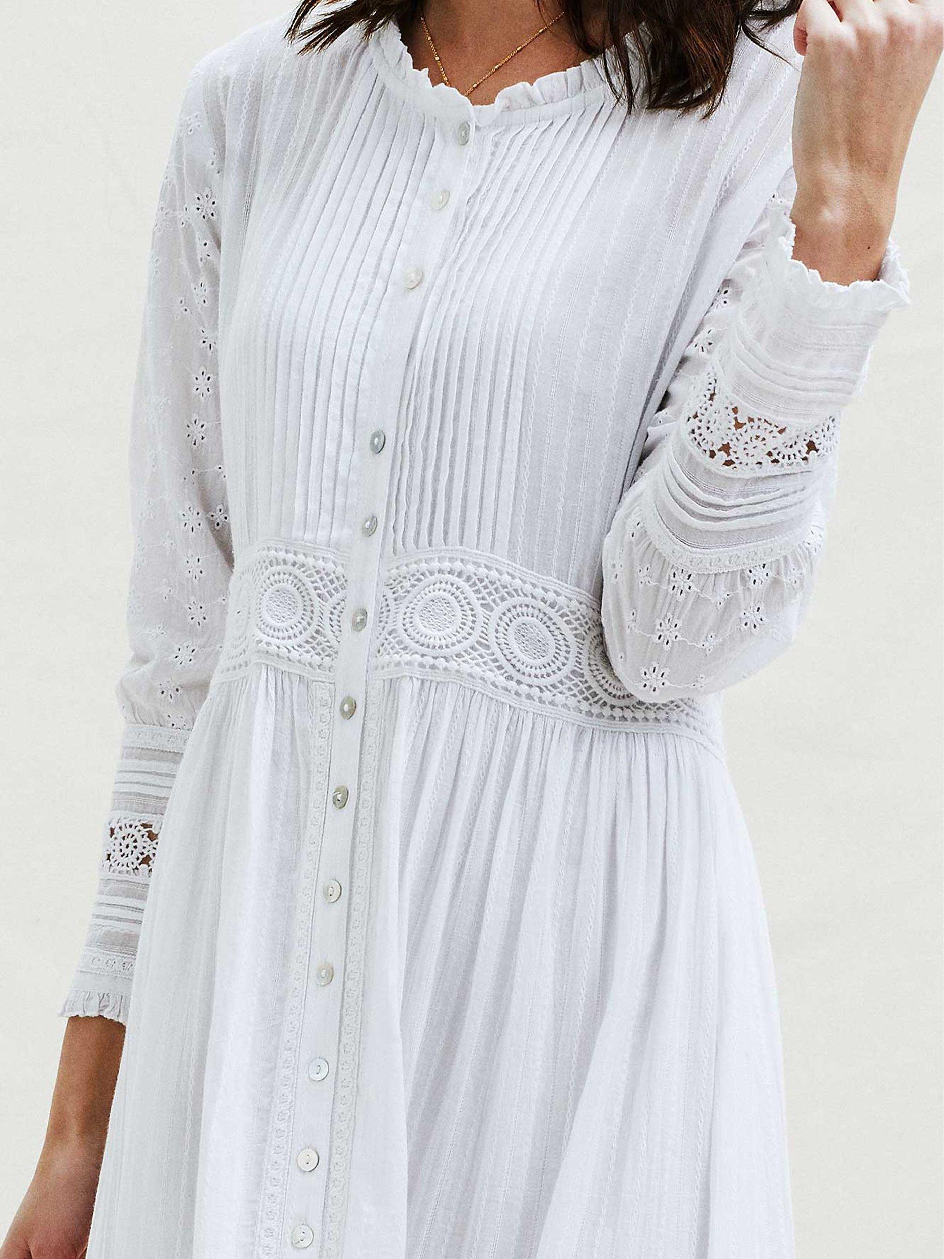 Product image 2 of 6, which shows Aspiga Broderie Maxi Dress, White, XS