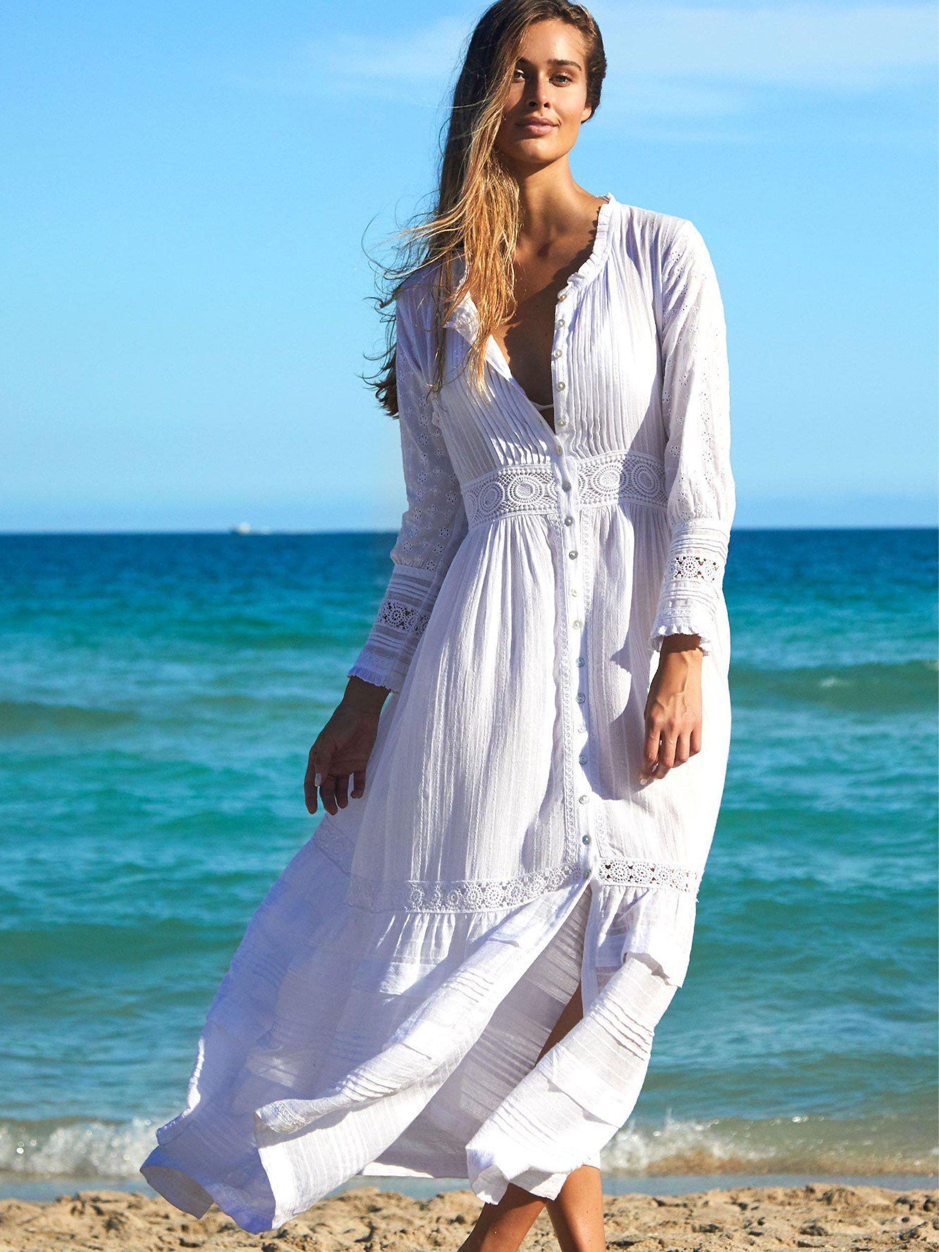 Product image 3 of 6, which shows Aspiga Broderie Maxi Dress, White, XS