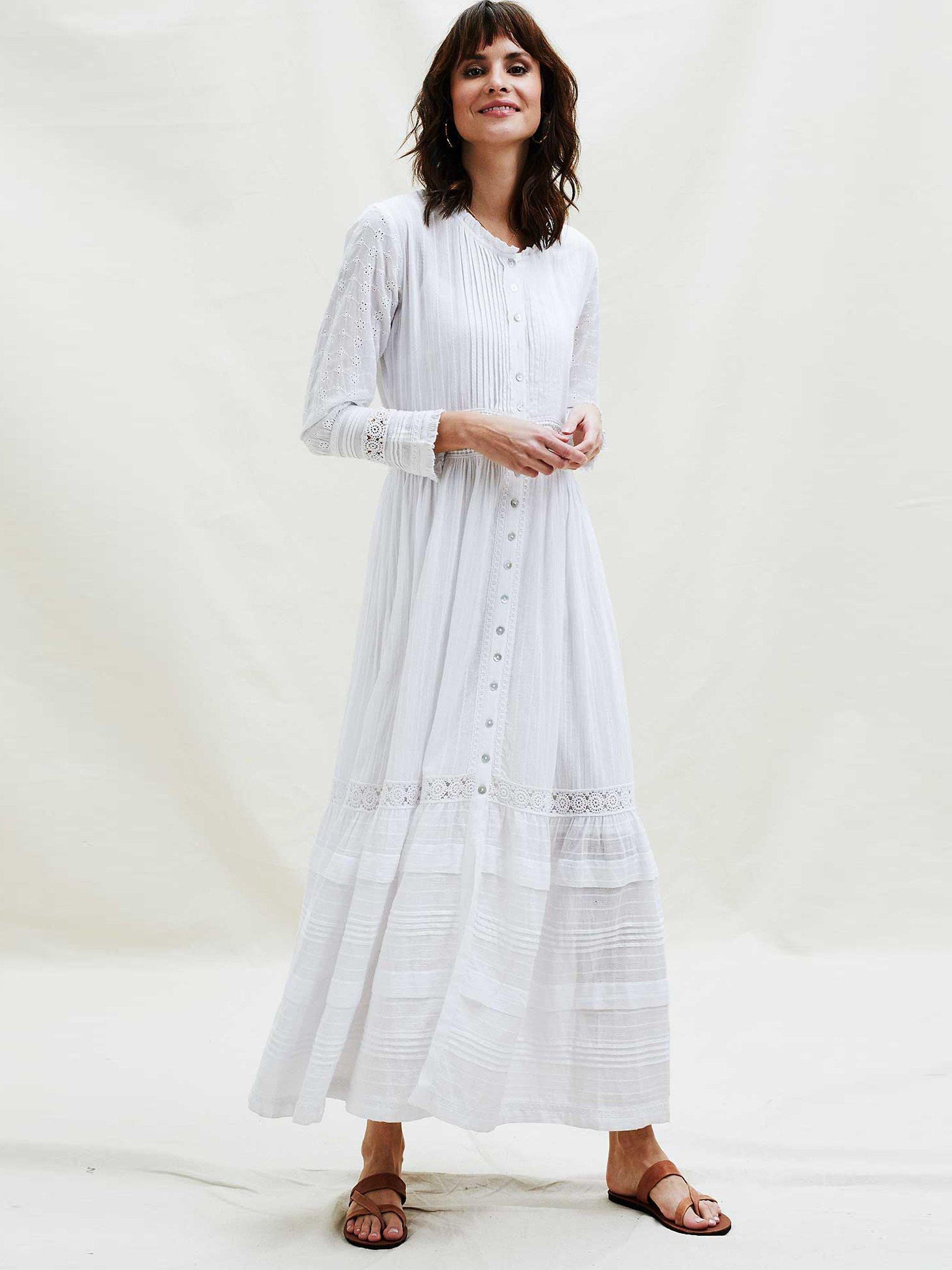Product image 4 of 6, which shows Aspiga Broderie Maxi Dress, White, XS