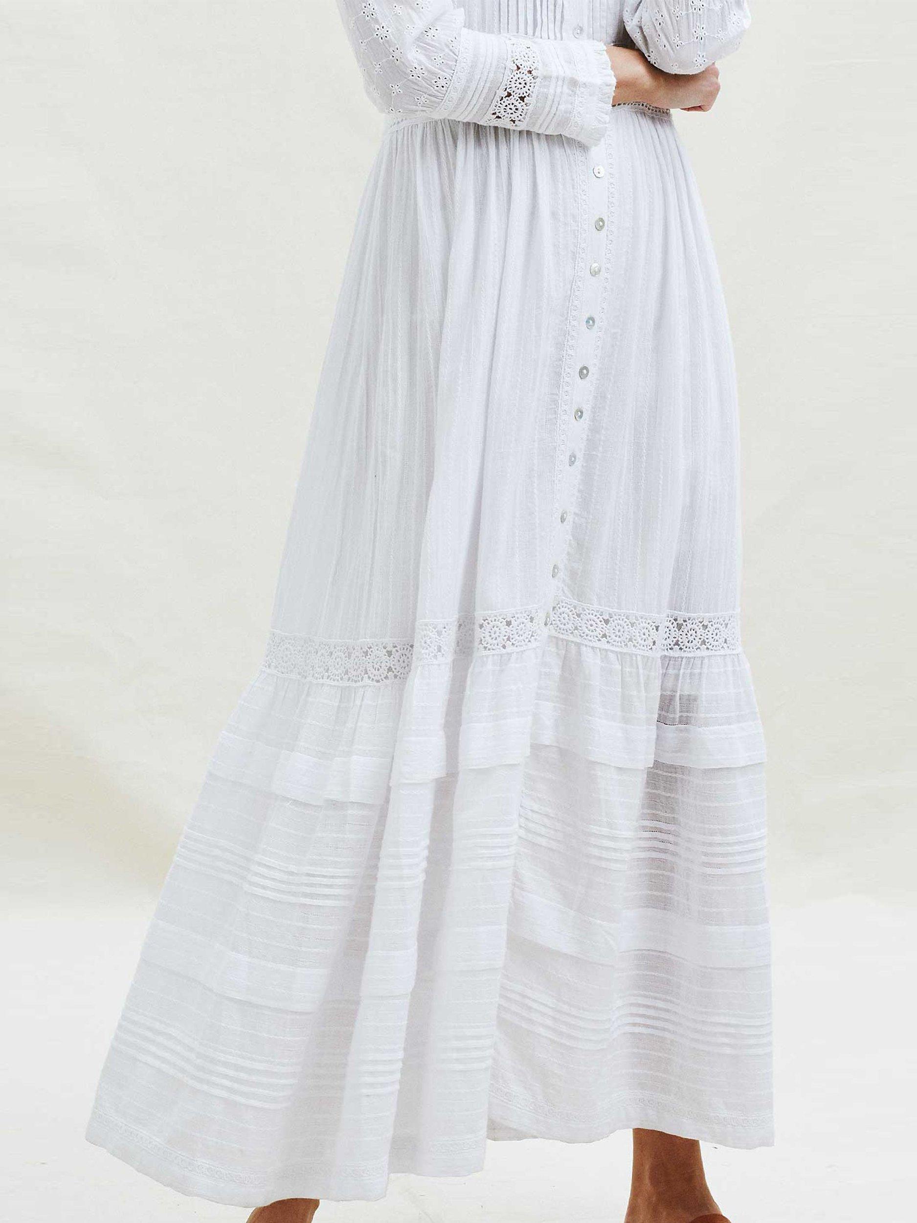 Product image 5 of 6, which shows Aspiga Broderie Maxi Dress, White, XS