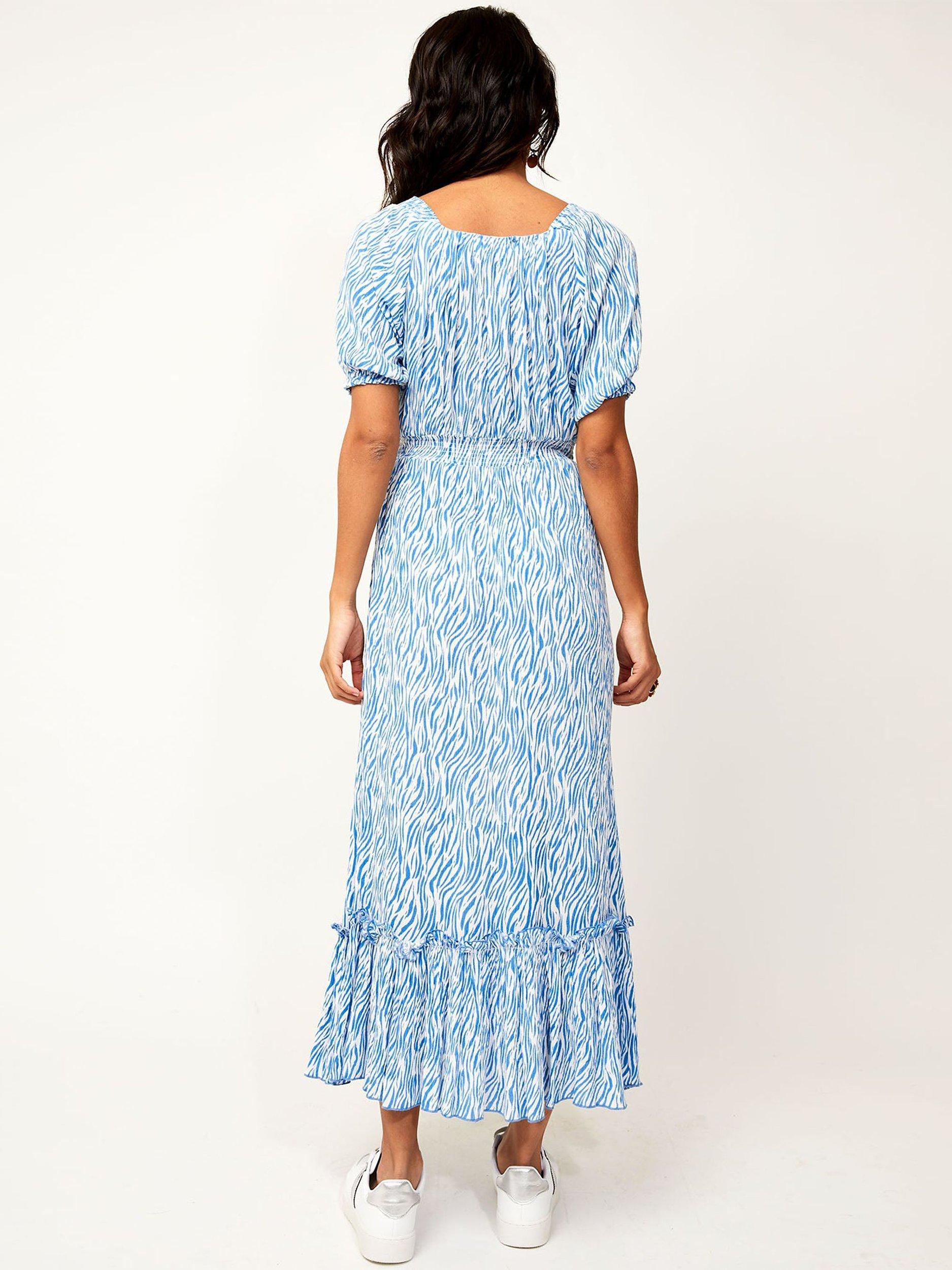 Product image 3 of 3, which shows Aspiga Zebra Print Maxi Dress, Marina Blue, XS