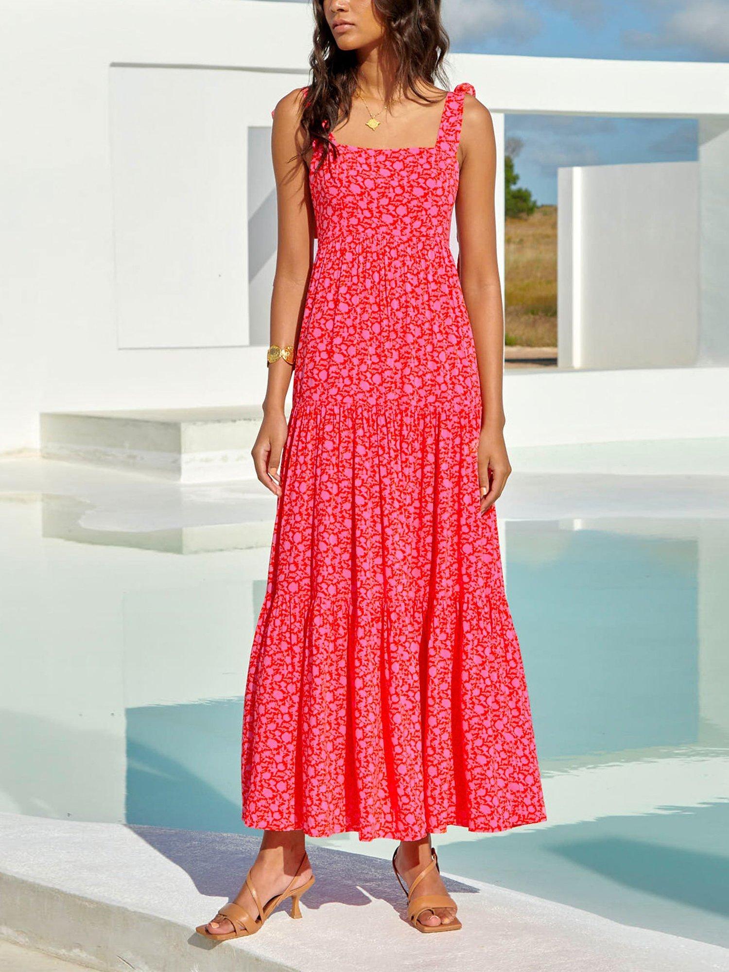 Product image 1 of 6, which shows Aspiga Tabitha Floral Tiered Maxi Dress, Flower Pink, XXS