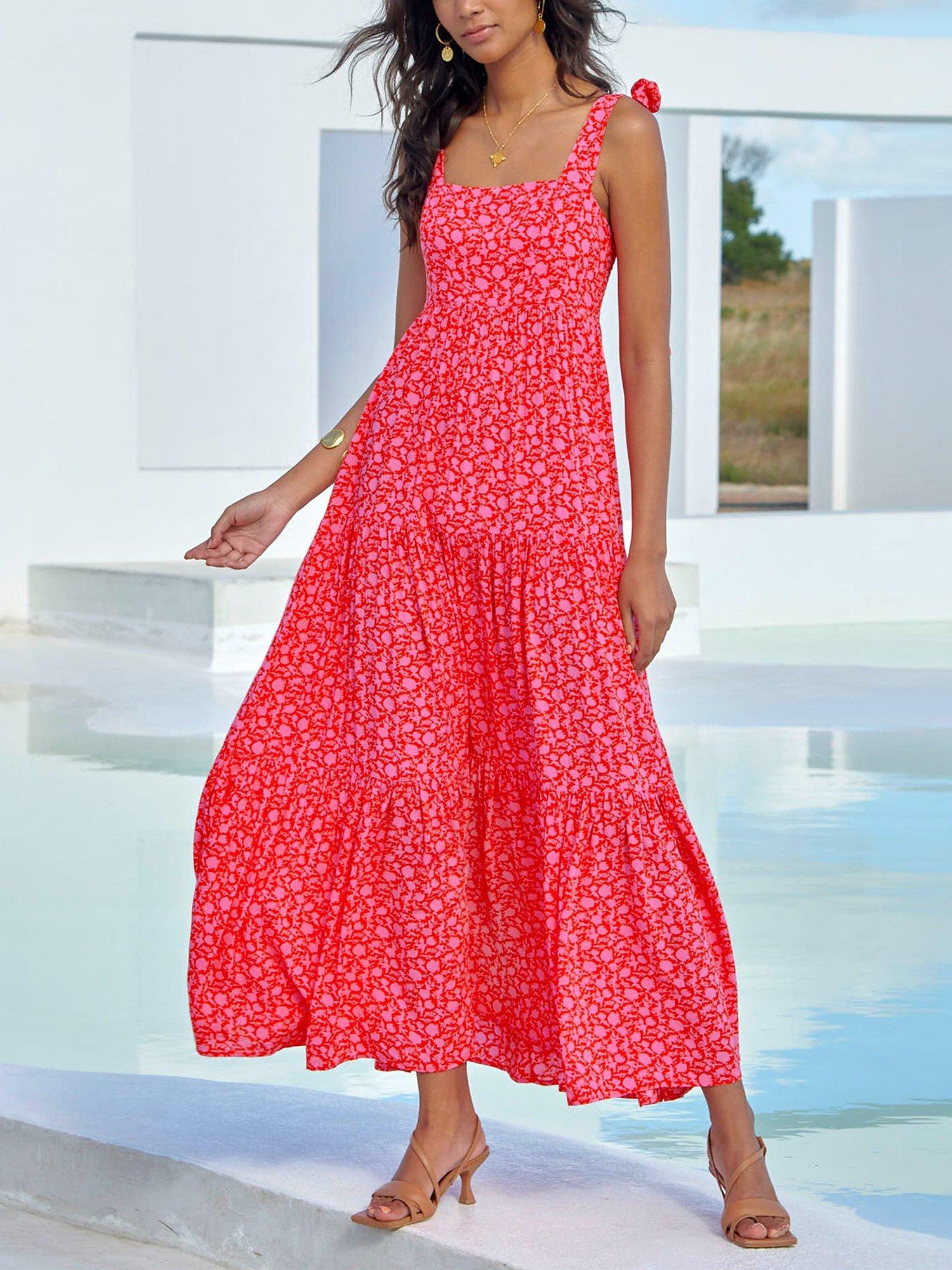 Product image 4 of 6, which shows Aspiga Tabitha Floral Tiered Maxi Dress, Flower Pink, XXS