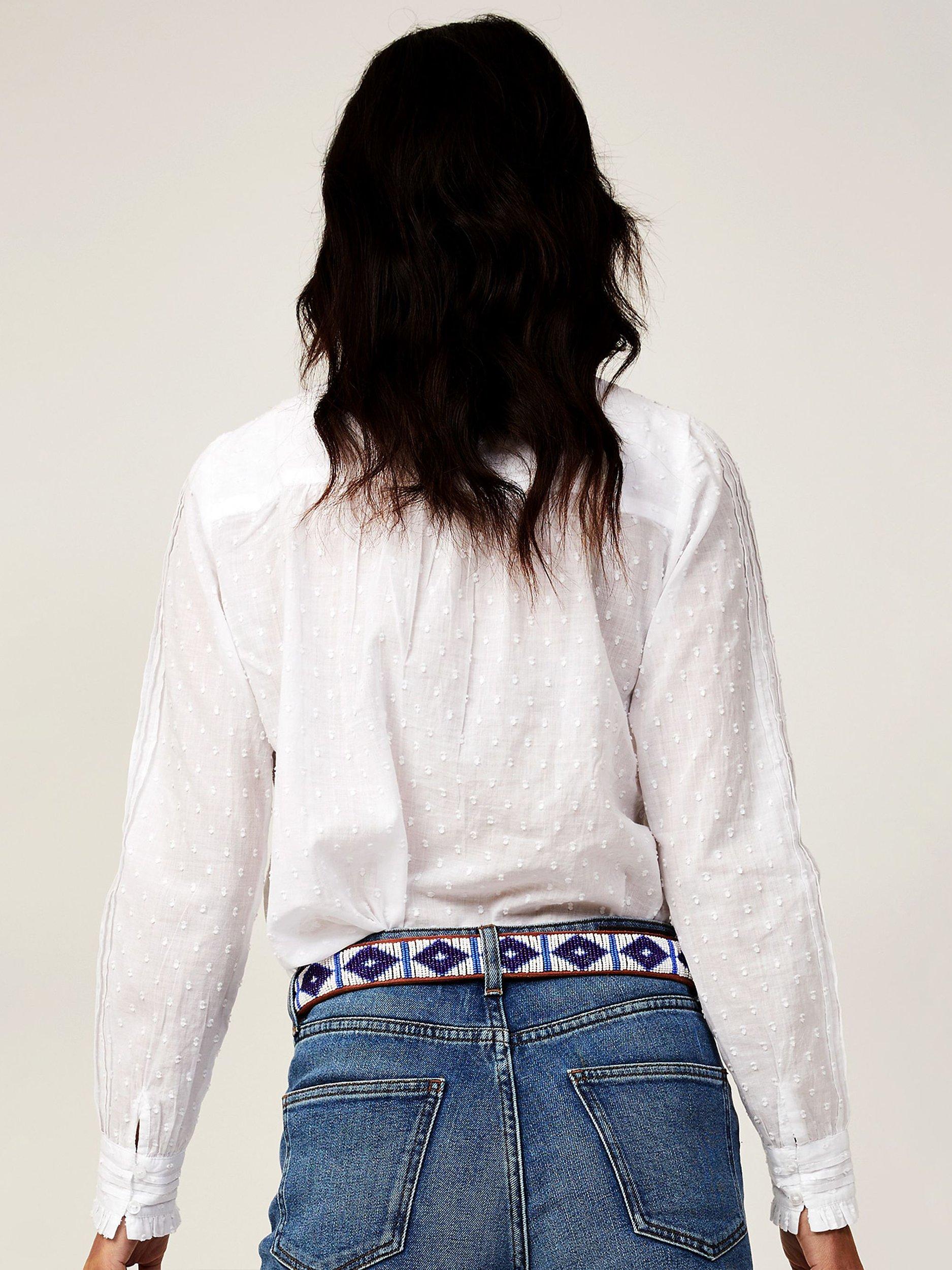 Product image 2 of 6, which shows Aspiga Carrie Embroidered Organic Cotton Blouse, White, XS