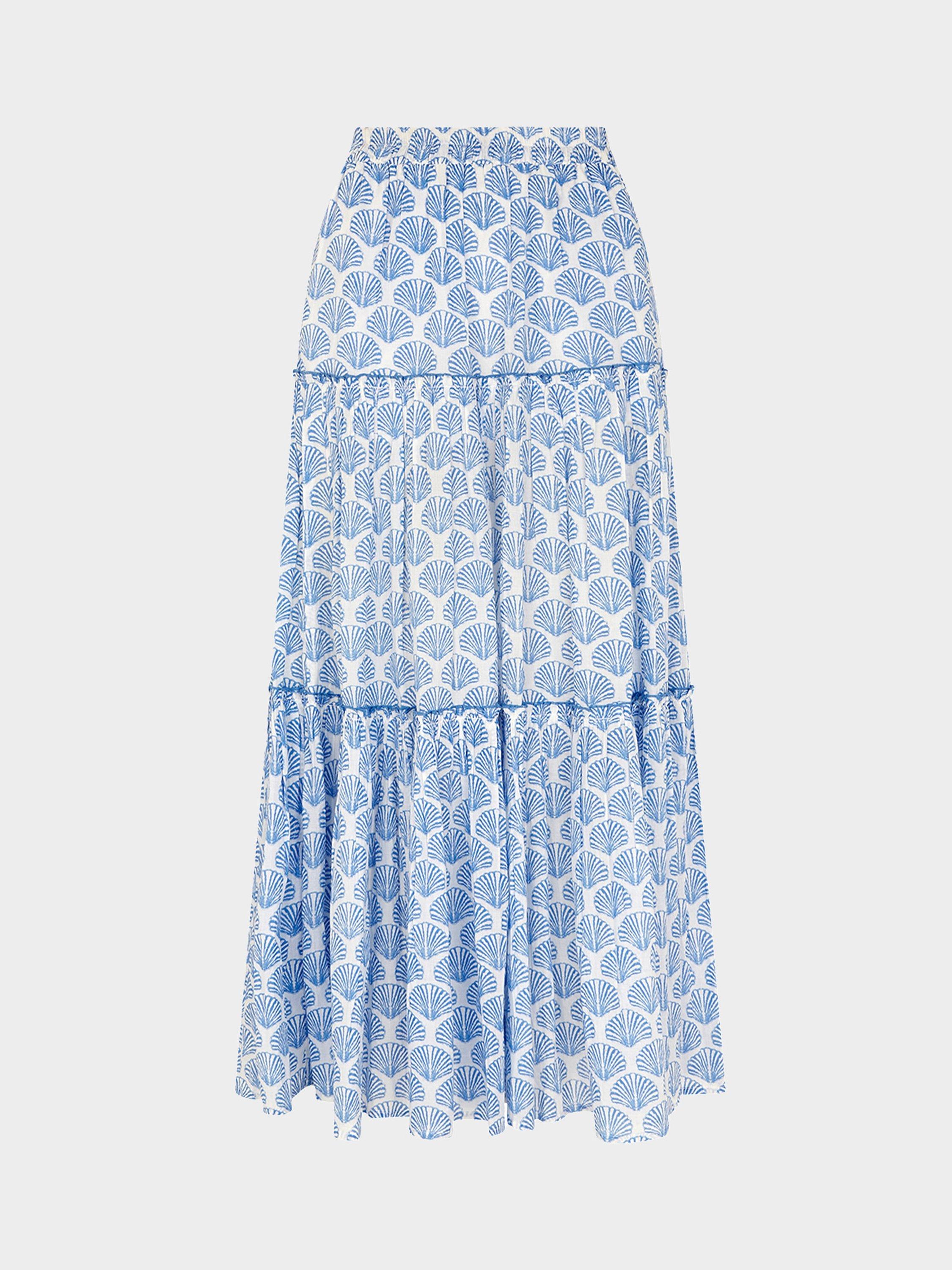 Product image 8 of 8, which shows Aspiga Bea Boho Organic Cotton Maxi Skirt, Blue/White, XS